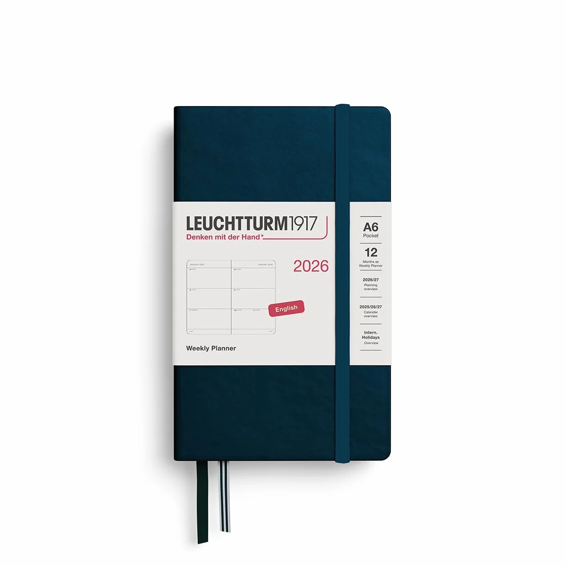 LEUCHTTURM1917 kalendarz tygodniowy Pocket A6 2026 Deep Sea angielski