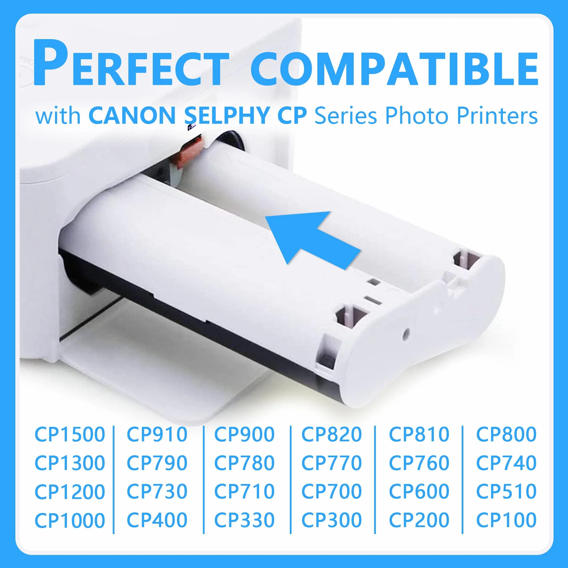 LCL Kompatybilny z Canon Selphy CP1500 CP1300 CP1000 CP1200 CP910 Zestaw papieru fotograficznego i atramentowego, 100 x 148 mm, 108 arkuszy papieru i 3 kolorowe kasety atramentowe do Canon Selphy KP