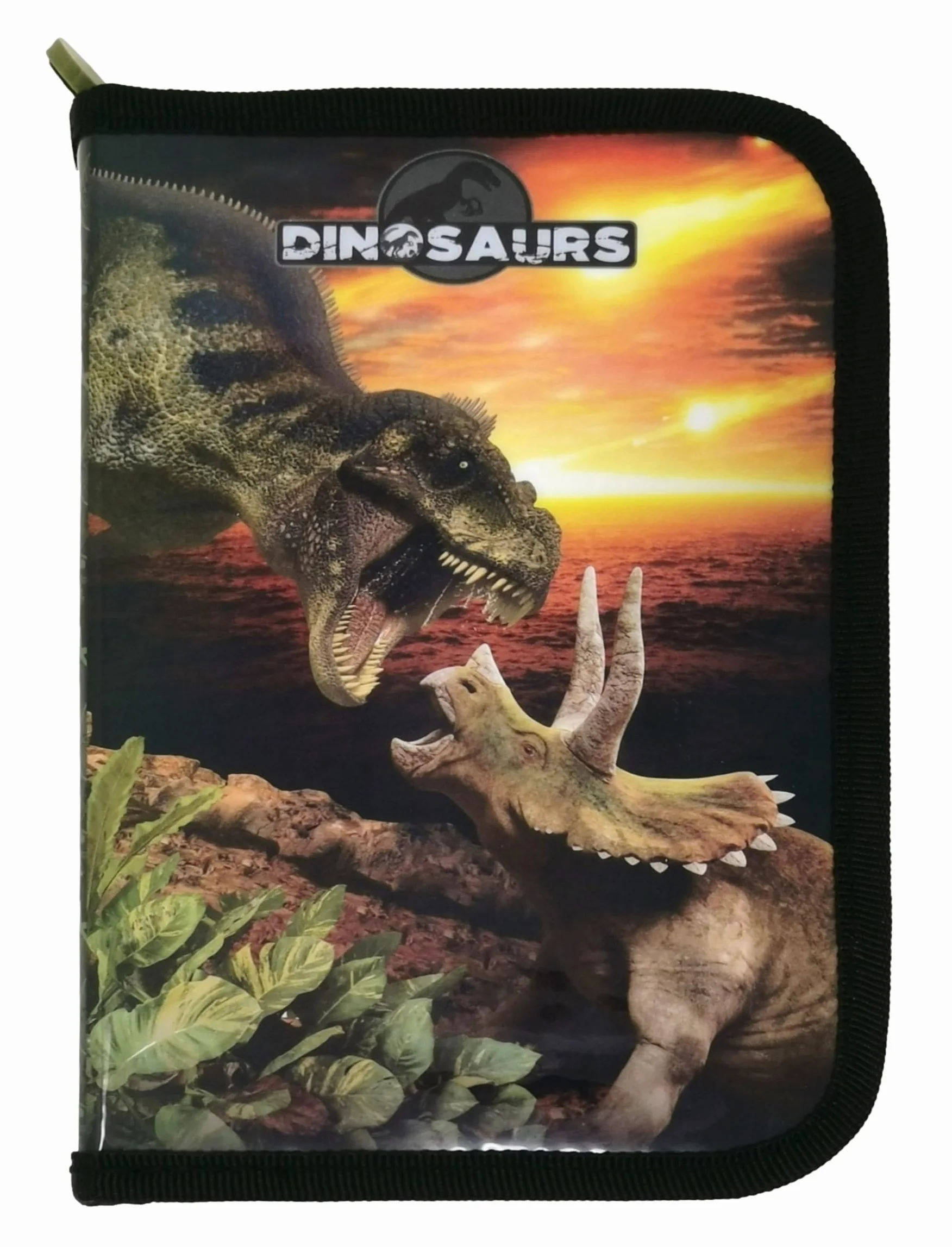 Theonoi Piórnik z 2 przegródkami, dwupłatowy, z wypełnieniem, dinozaur dinozaur