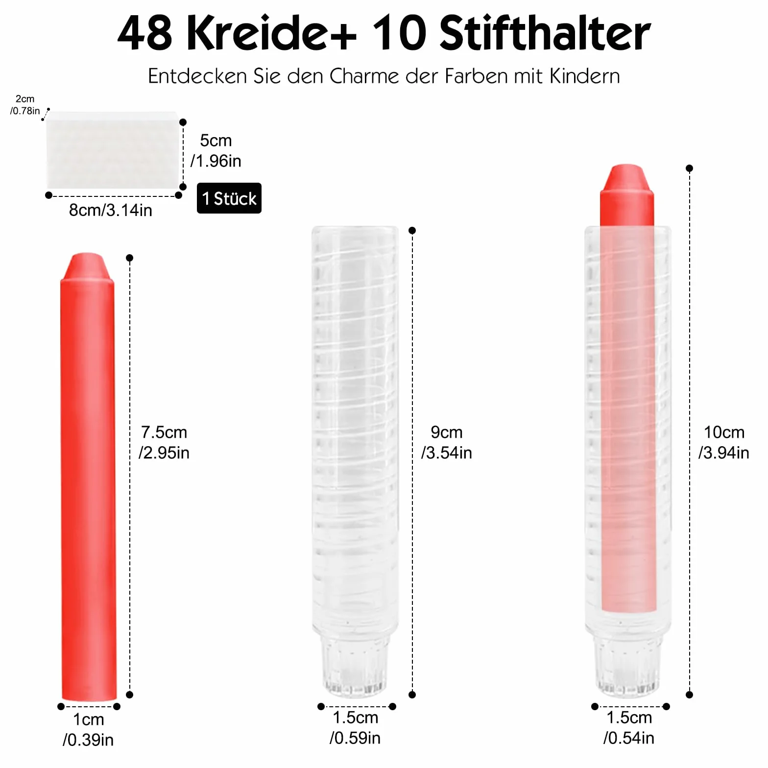 48 sztuk kreda z 10 uchwytami na kredę
