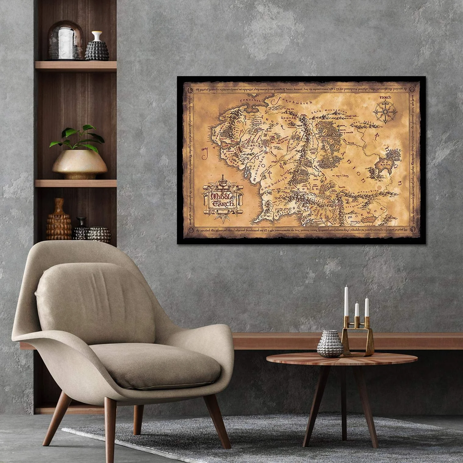 Close Up Władca Pierścieni plakat mapa Śródziemia (ciemny) (91,5 cm x 61 cm)