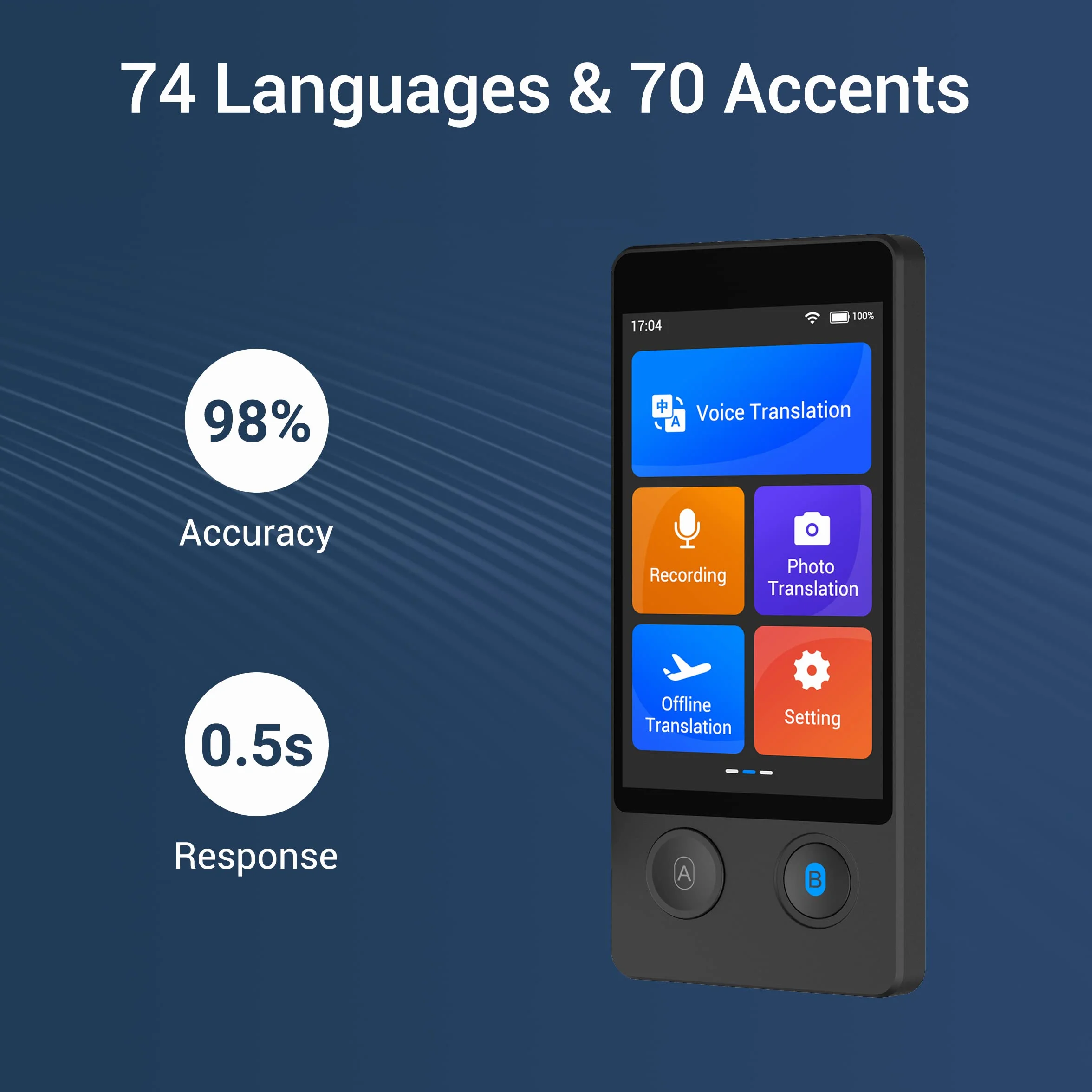 ANFIER Urządzenie tłumacza językowego 144 języki i akcenty z ekranem dotykowym 3,7 cala [najnowsza generacja Smart Translator-W12] Urządzenie do tłumacza obrazów AI Przenośny dwukierunkowy tłumacz