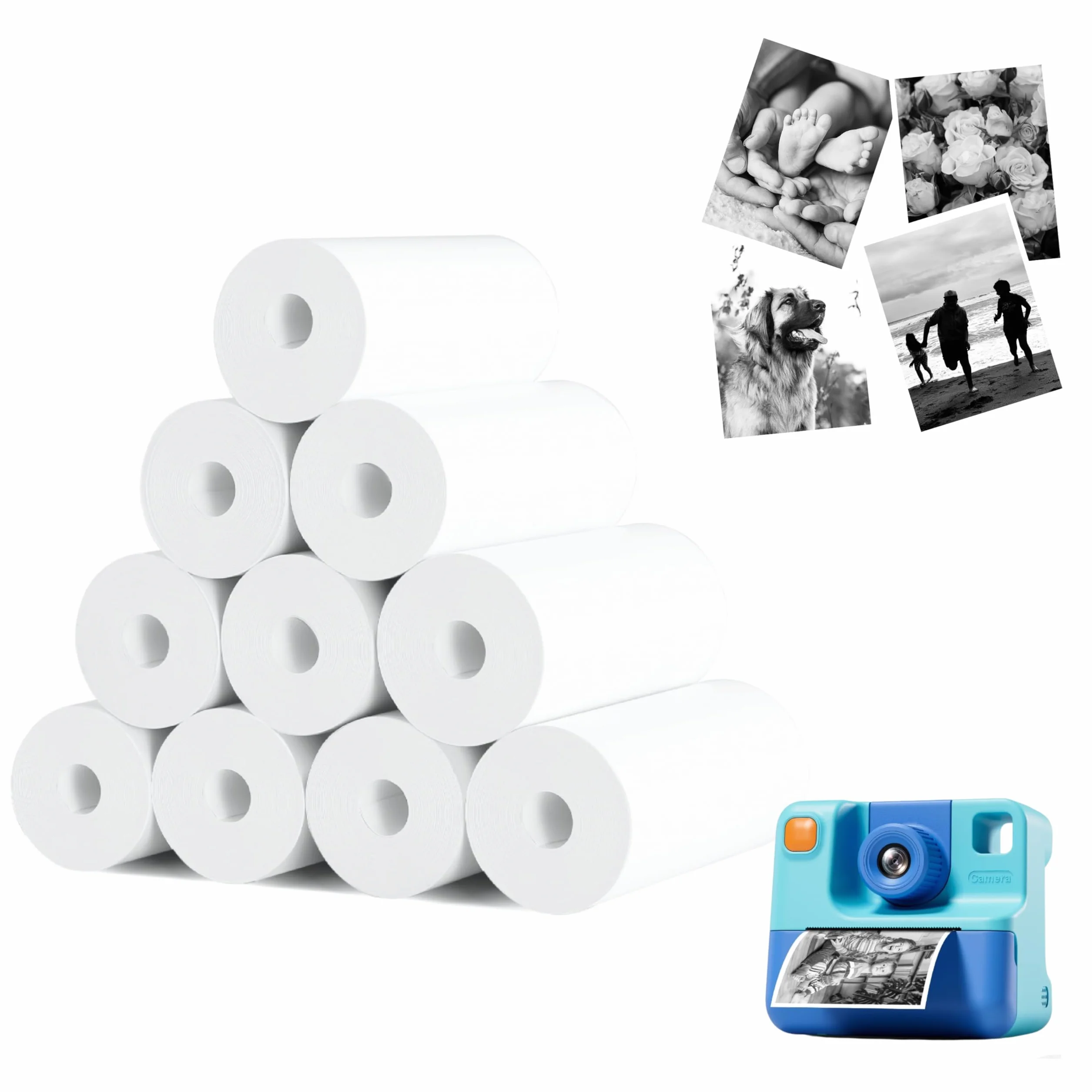 Double Dragon, 57 x 25 mm Premiumowe Rolki Papieru Termicznego do Drukarek dla Dziecięcych Aparatów Natychmiastowych i Terminali Kart Płatniczych PDQ – Bez BPA, Bez Atramentu [Zestaw 10 szt.]