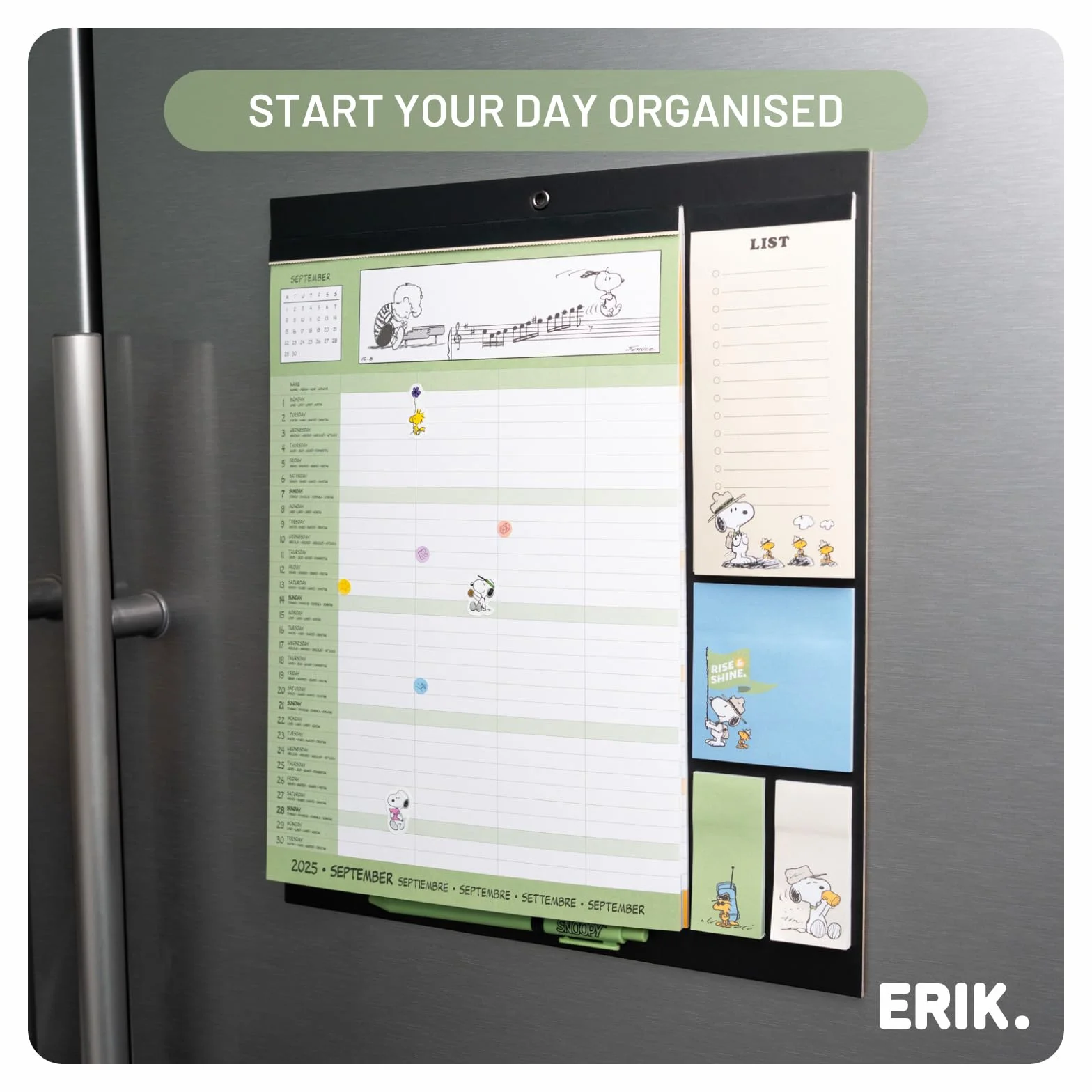 Snoopy Magnetic Planner For Fridge 2026 16 Months Sep 2025 - Dec 2026 Calendar With Stickers Pen Shopping List Sticky Notes