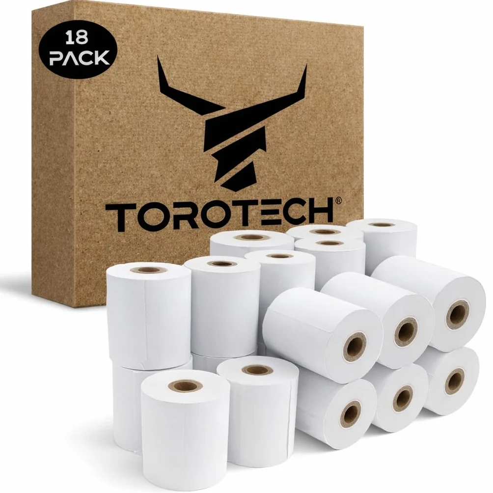 TOROTECH Rolki Termiczne 57x35x12 mm – 18 rolek – Rolki Papieru Termicznego – Przyjazne dla Srodowiska bez BPA – Terminale Biletowe – Rolki do Drukarki POS TPV (18)