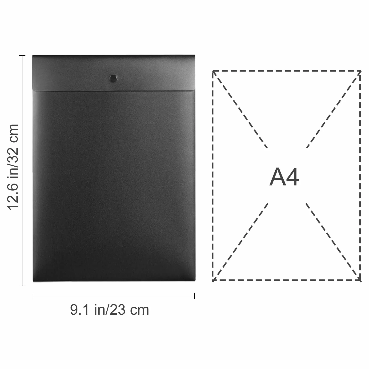 VANRA Vertical File Folders Poly Filing Envelope Plastic Project Folder with Snap Button Closure for A4 Letter Size Paper (Pack of 5, Black)