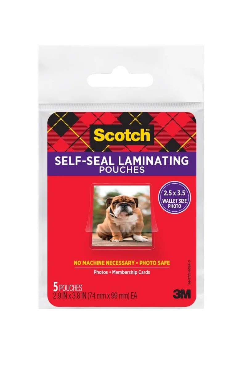 Scotch Self-Sealing Laminating Pouches 5/Pkg 2"X3"