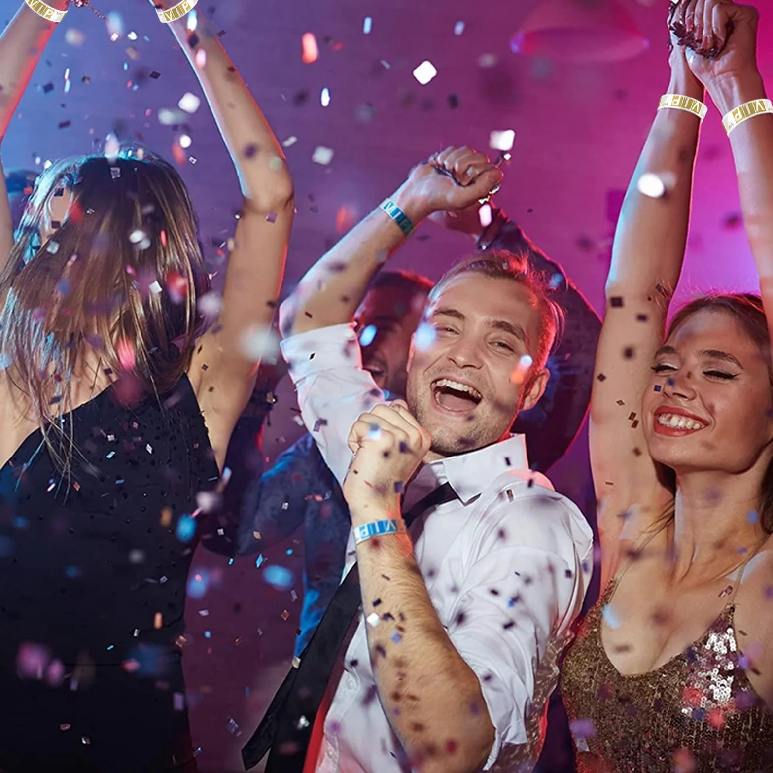 100 sztuk jednorazowych bransoletek VIP, tasiemki wpuszczane, wodoodporne, papierowe bransoletki na imprezy, festiwale, koncerty i parki wodne (niebieskie)