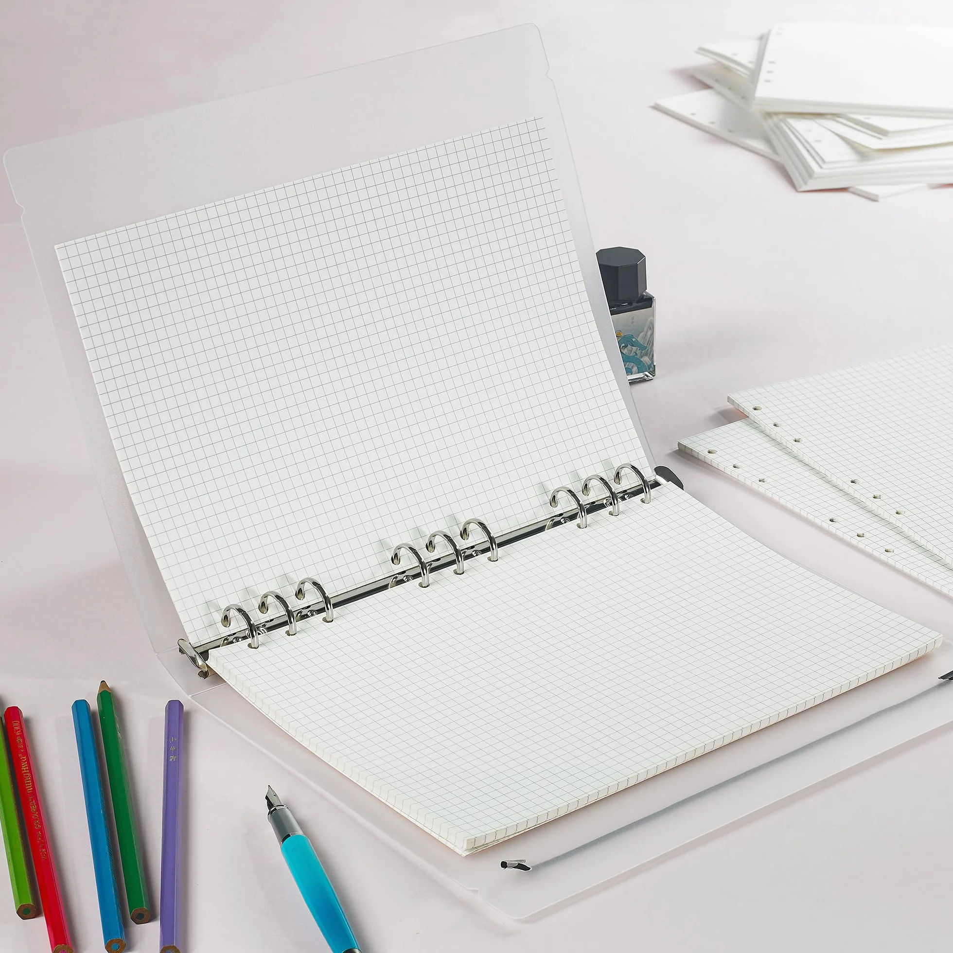 OVISEEN Papier w kratkę B5 5mm 90 arkuszy 100 g/m² 18x25,5 cm do zeszytu i ćwiczeń