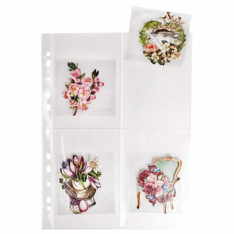 Ideen mit Herz Sammelhüllen | Klarsichthüllen | Prospekthüllen | DIN A4 | 4-geteilt | 4 Fächer je 10,8 x 15,2 cm | glasklar | 50 Stück | Fotohüllen | Postkartenhüllen