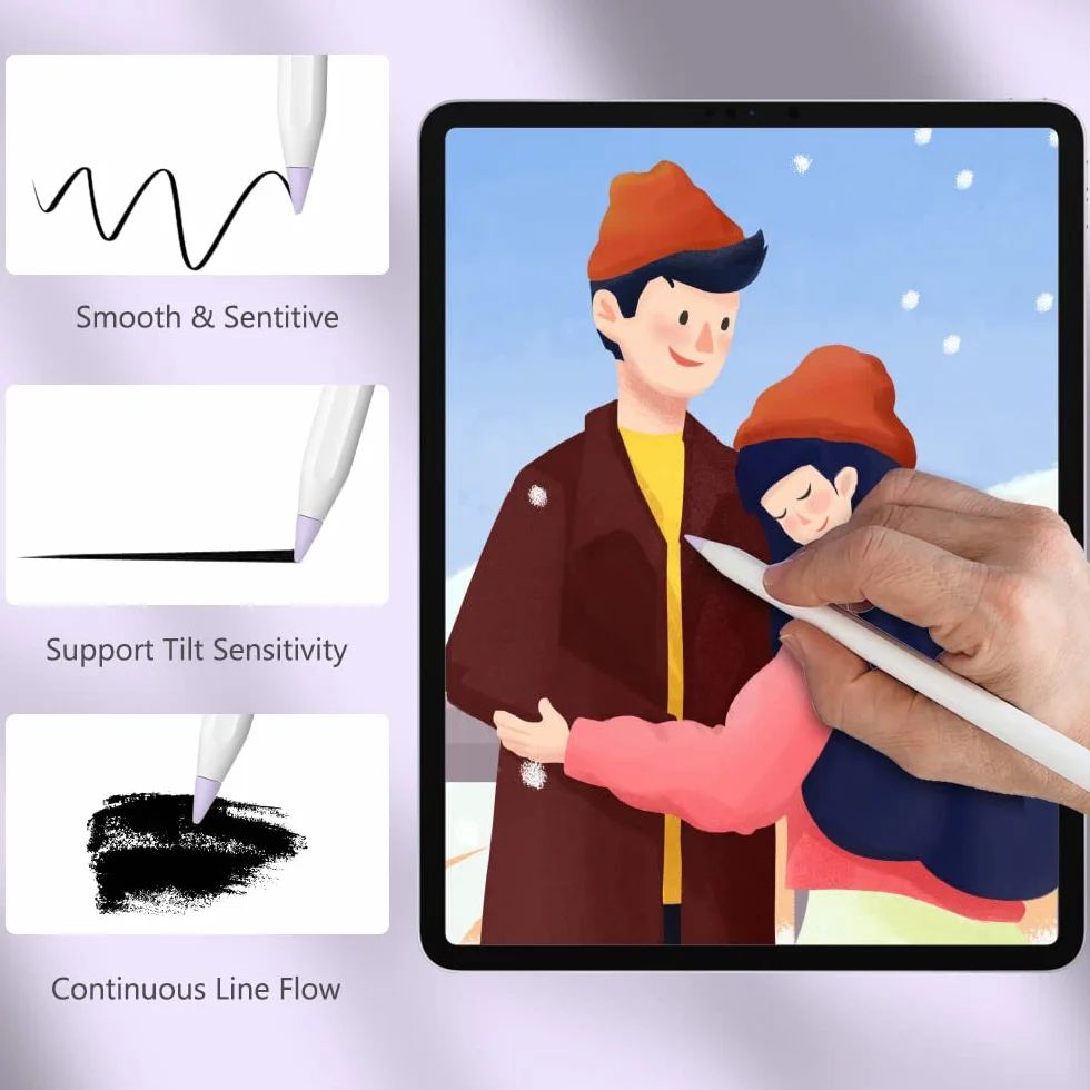 flintronic Końcówki kompatybilne z ołówkiem Apple iPad Pro, 6-pak końcówek zamiennych do Apple Pencil 2. generacji i 1. generacji, końcówki wymienne do iPada Pro iPencil, Macaron