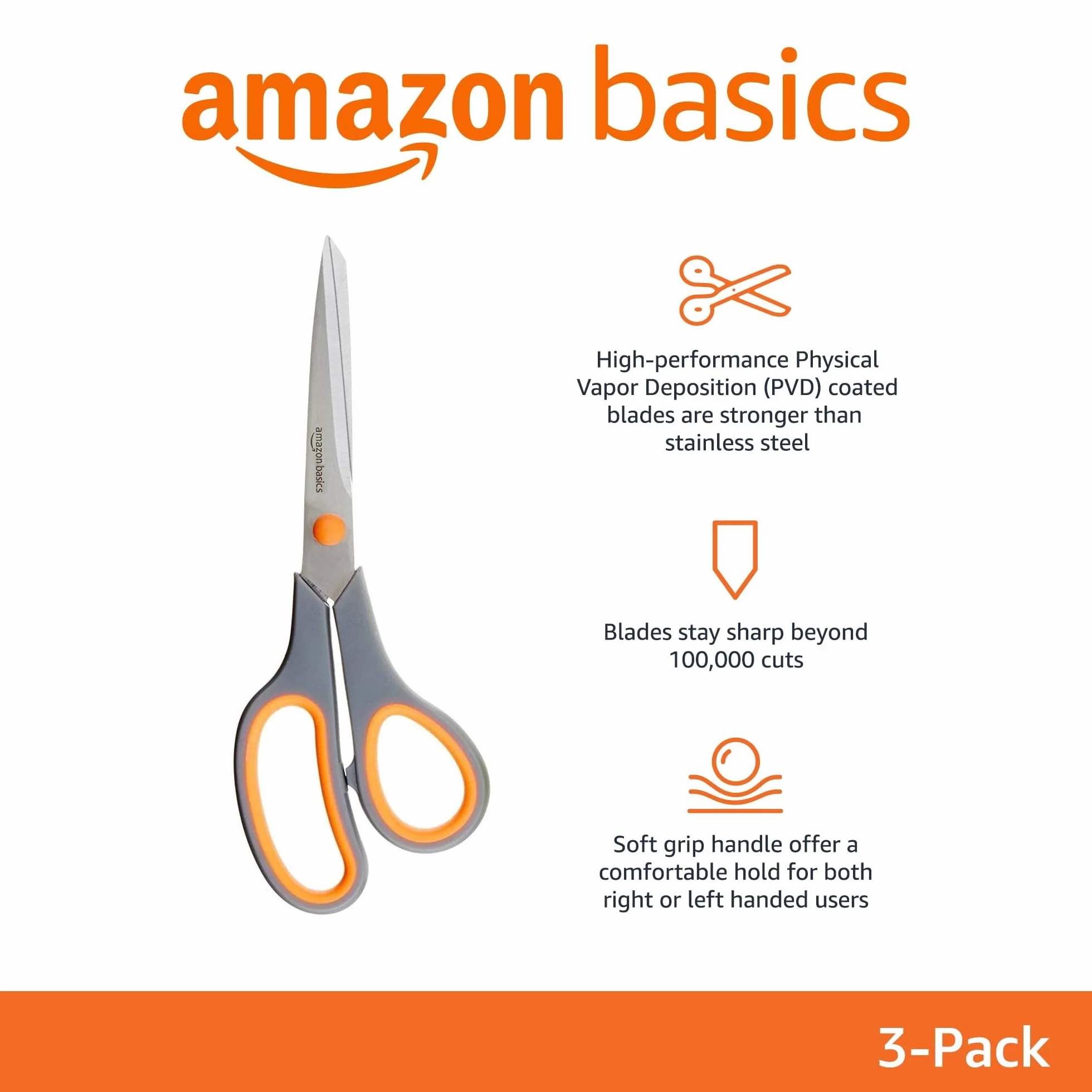 Amazon Basics Nożyczki wielofunkcyjne ze stali nierdzewnej 3 sztuk
