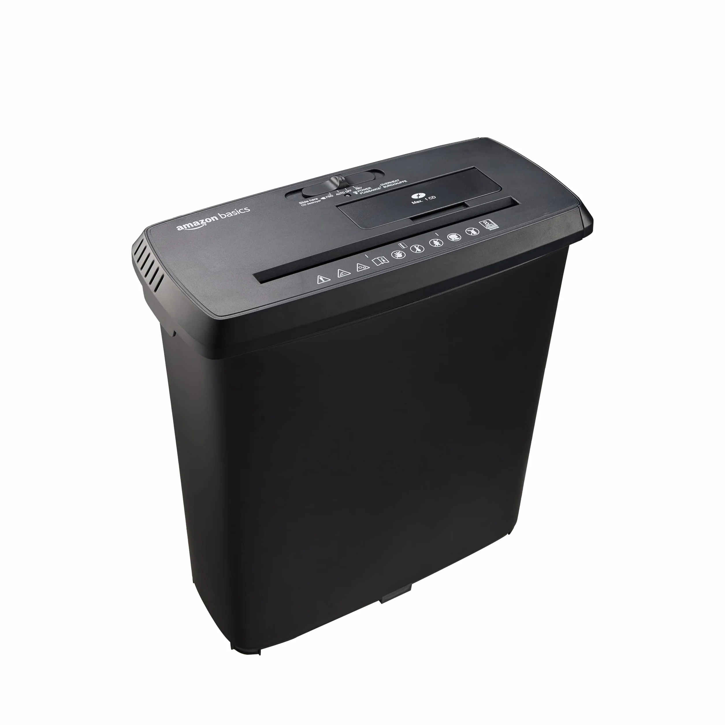 Amazon Basics Niszczarka dokumentów, ciecie w paski, do 8 arkuszy, czarna