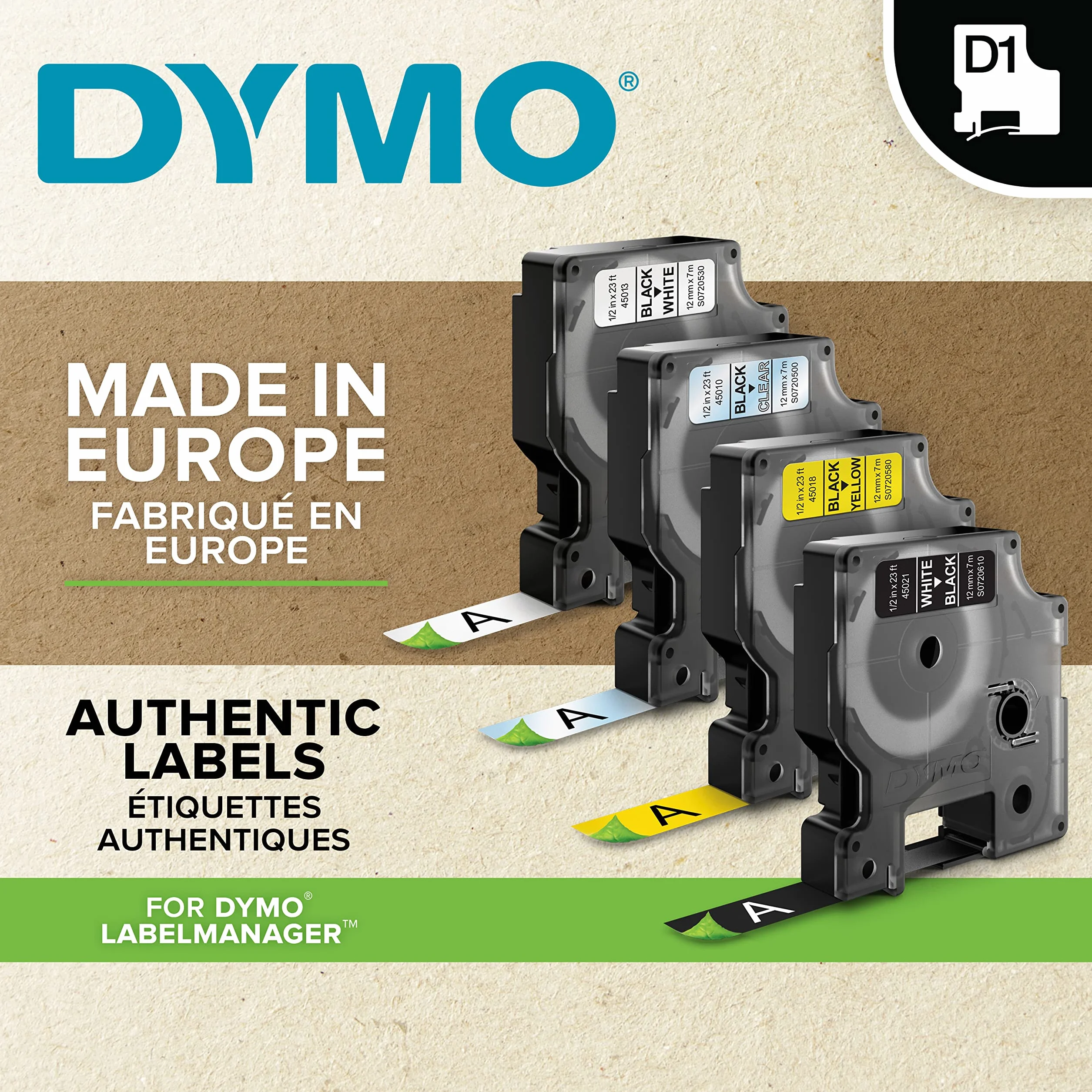 DYMO D1 oryginalne etykiety czarny nadruk na żółtym 19 mm x 7 m samoprzylepne do LabelManager
