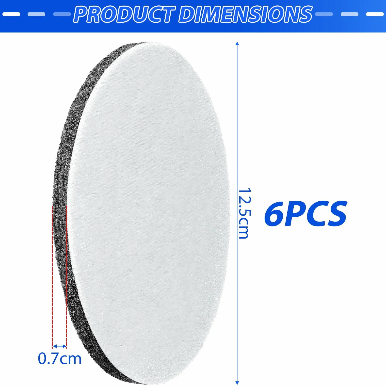 6 sztuk filcu polerskiego 125 mm, nakładka polerska, szlifierka mimośrodowa, 125 mm, na rzep, podkładki polerskie, filcowa tarcza polerska do Bosch GEX 12 V-125 12 V, polerka mimośrodowa,