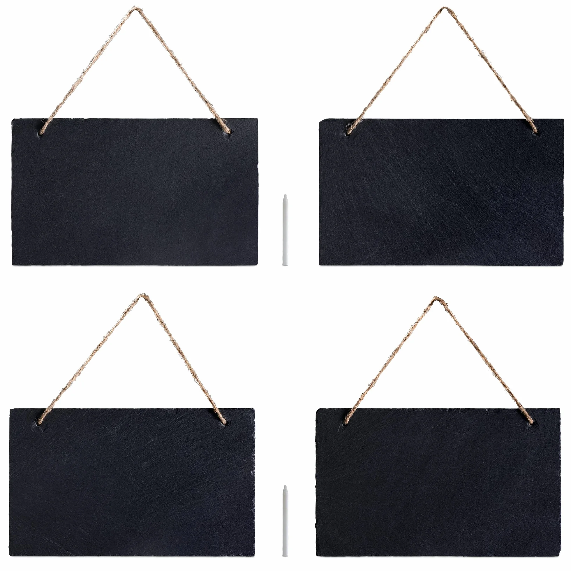 Navaris 4 x łupkowa tablica do pisania kredą do zawieszenia – 2 x kreda – 25 x 15 cm tablica łupkowa – tablica do opisywania – tablica na notatki