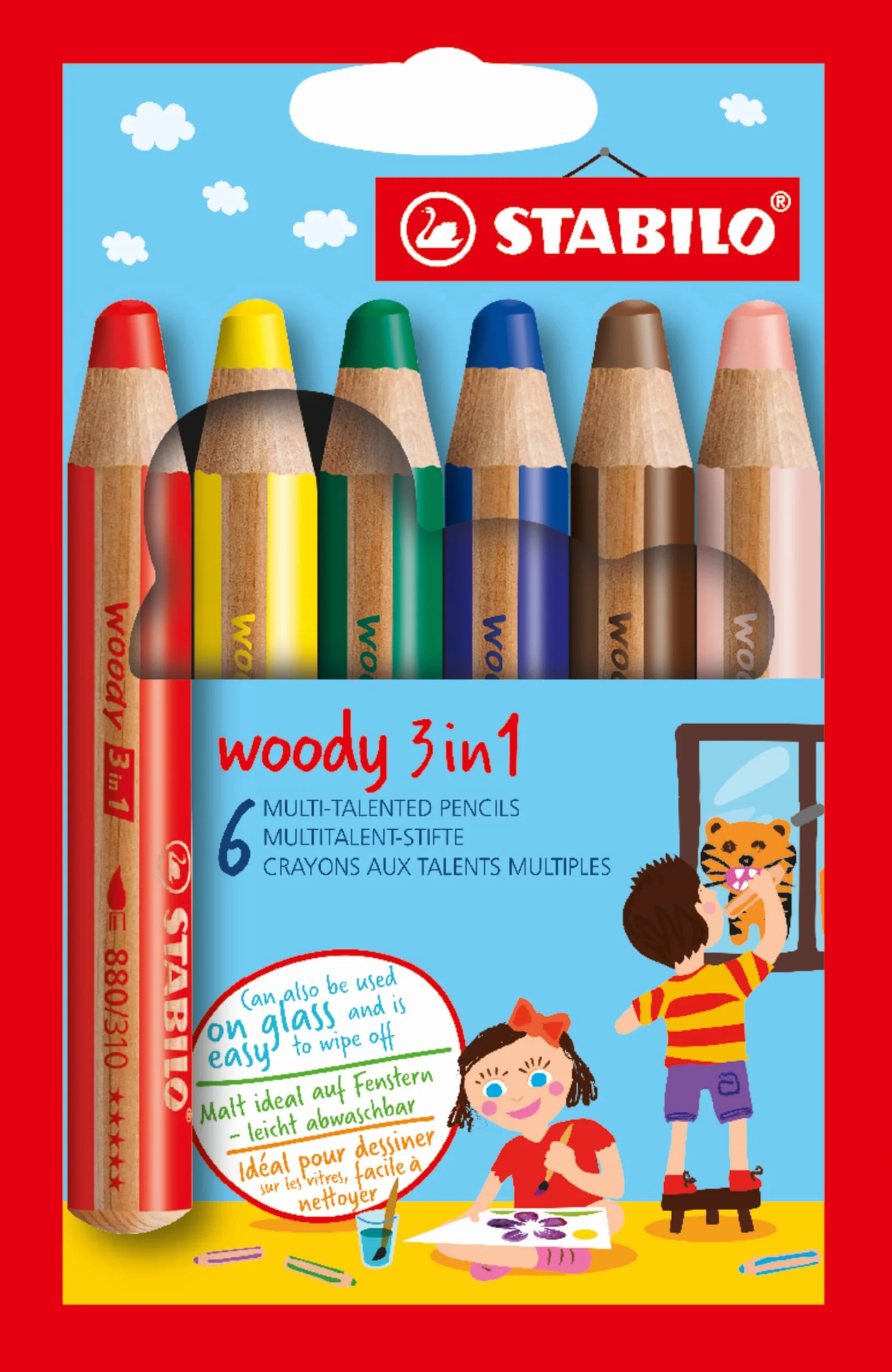 STABILO Woody 3-in-1 Wielozadaniowa kredka etui 6 kolorów