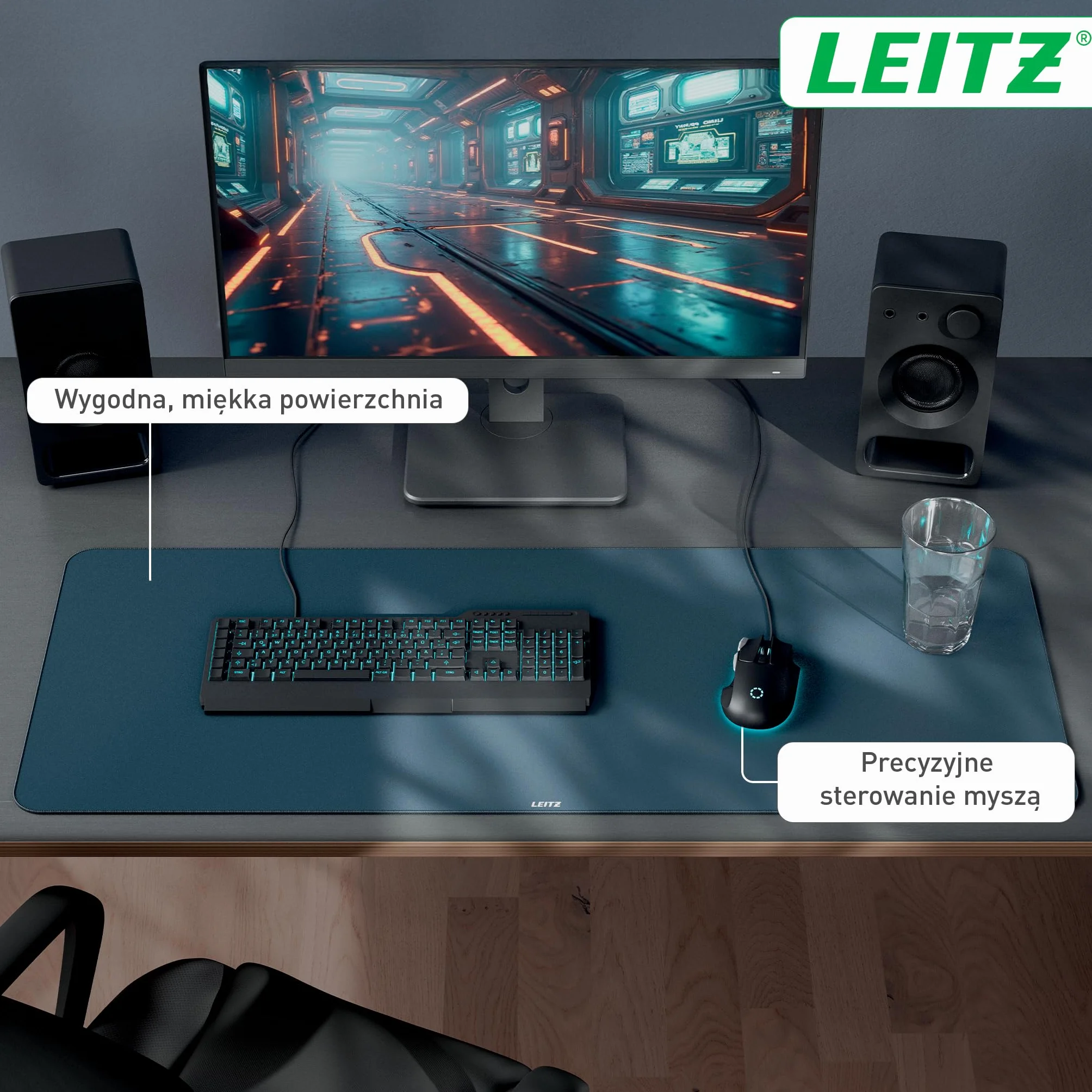 Leitz podkładka pod mysz gamingowa 100 x 40 cm szara