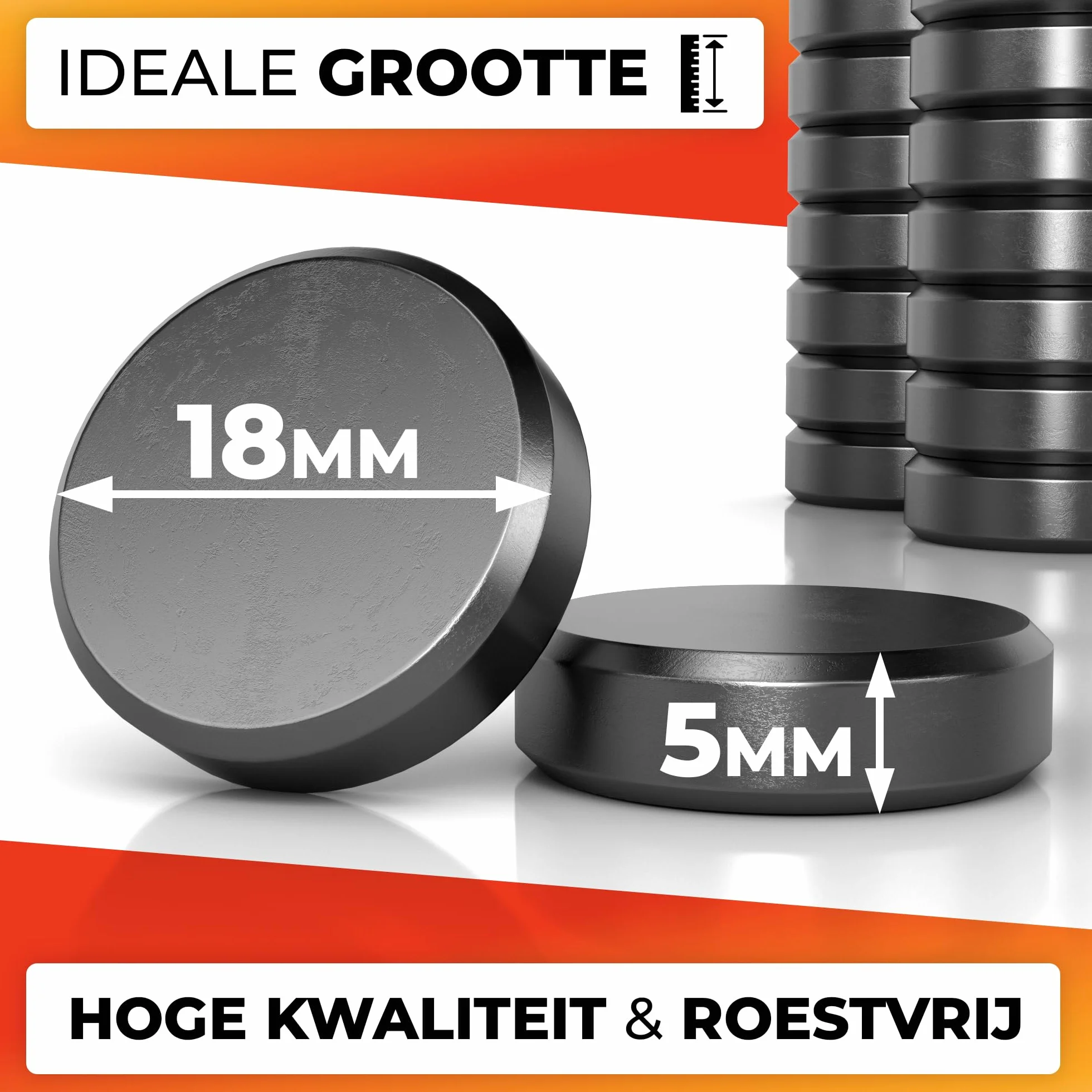 JAWA Magnesy tablicowe czarne - Duże magnesy 18x5mm do tablic magnetycznych - Silne magnesy ze stali nierdzewnej - Zaokrąglone magnesy na lodówkę