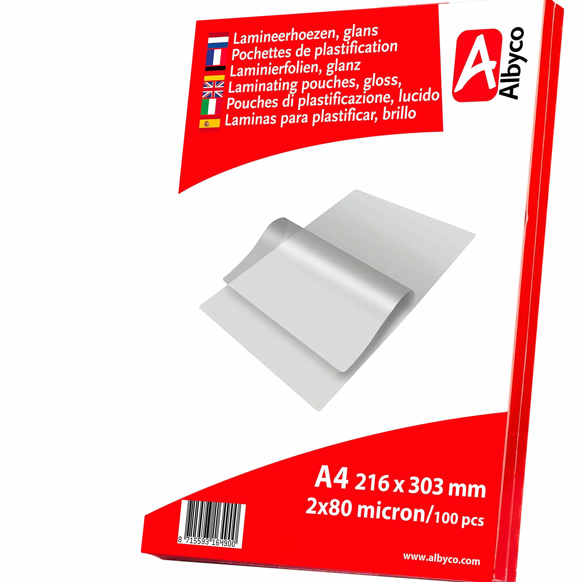 Albyco AMLSA480100 Folia do Laminowania, Przezroczysty, A4 / 100 szt.