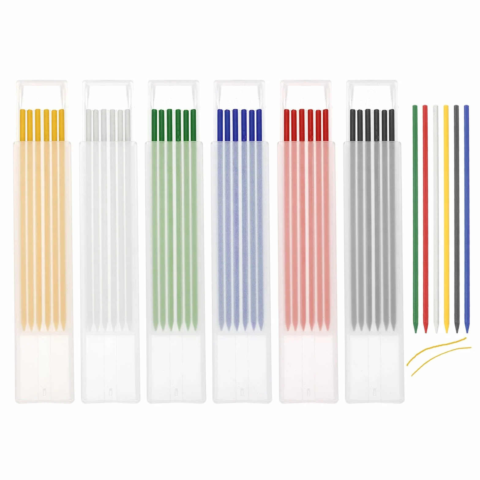 QUARKZMAN 36 sztuk wkładów do ołówków, stolarskie, wymienne wkłady 2,8 mm, solidne markery głębokie otwory, wkłady do ołówków, zamienniki do ołówków stolarskich (sześć kolorów)