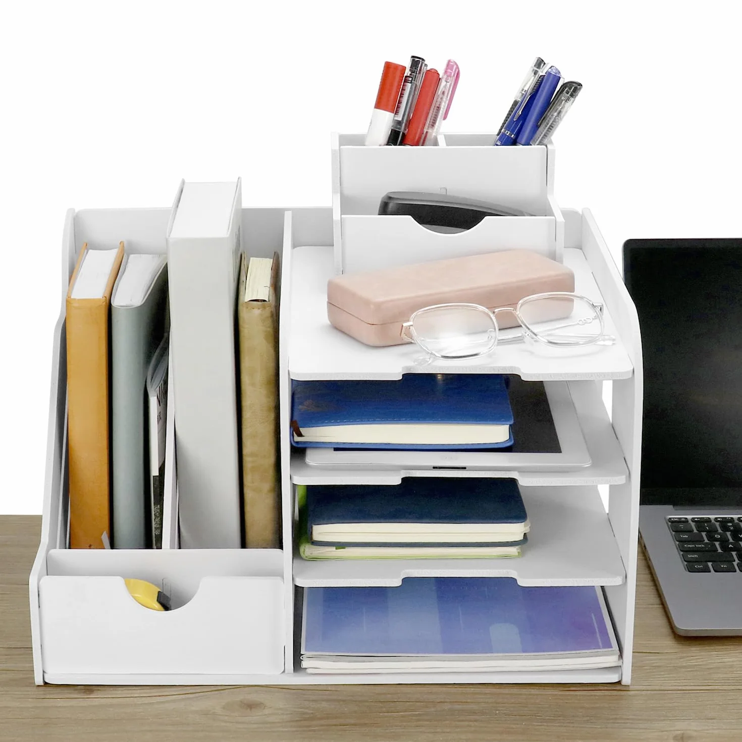 QWORK Taca na organizery na biurko, Organizer A4 Sorter do przechowywania papieru, 4-poziomowy