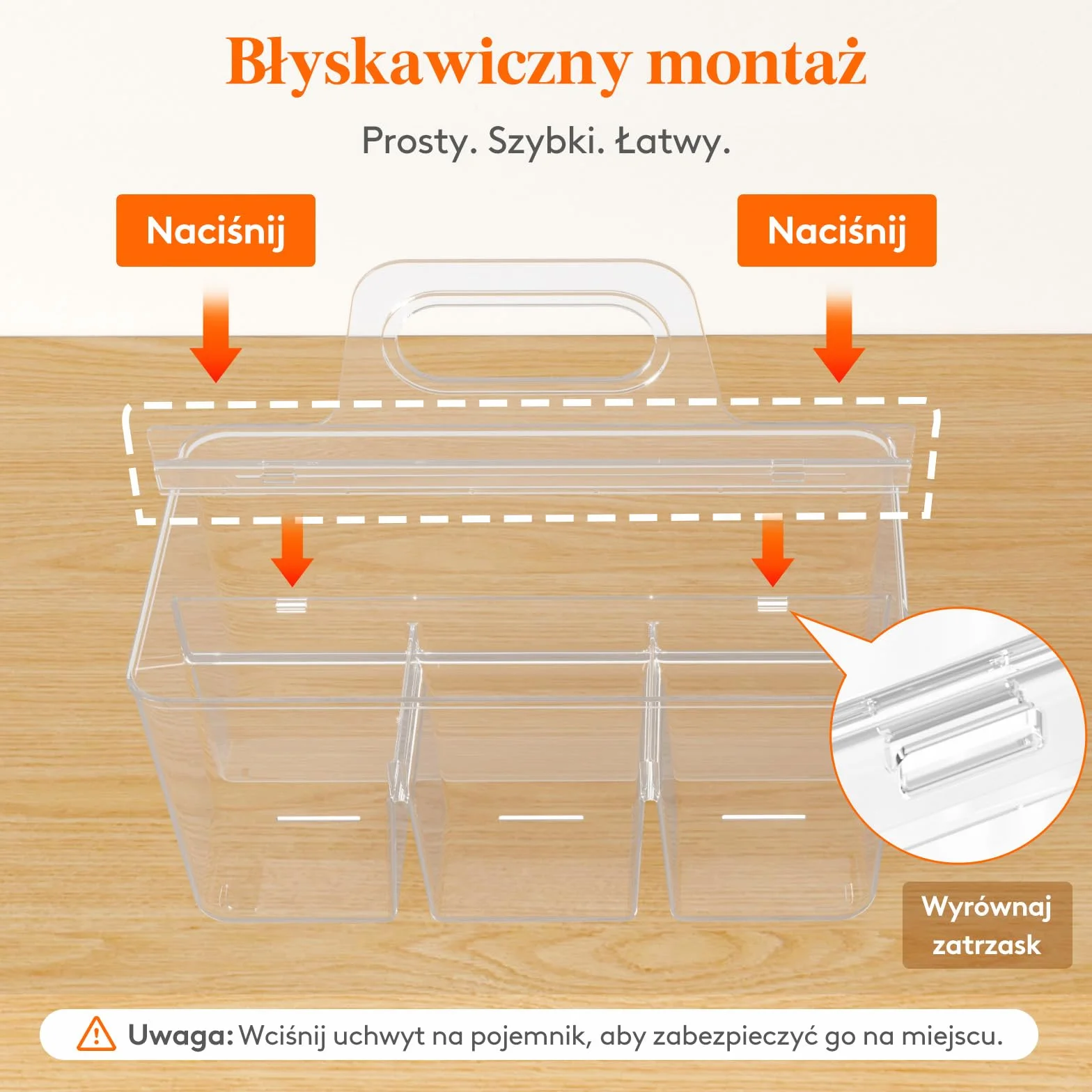 Lifewit Plastikowy organizer podzielony z uchwytem na artykuły rzemieślnicze, kosmetyki, Przezroczysty