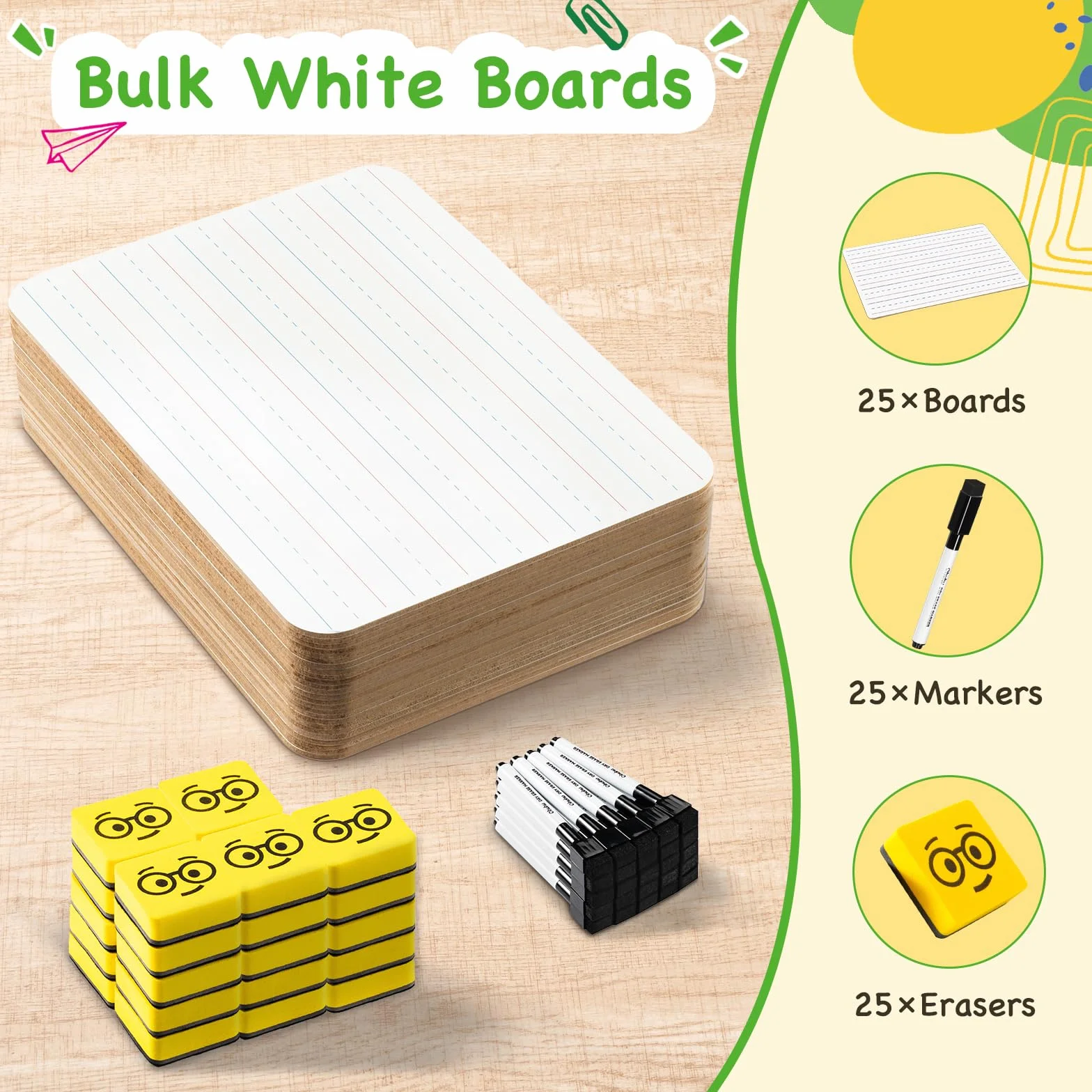 Ohuhu 25 sztuk mini suchościeralnych tablic A4 dwustronna 22 x 30 cm