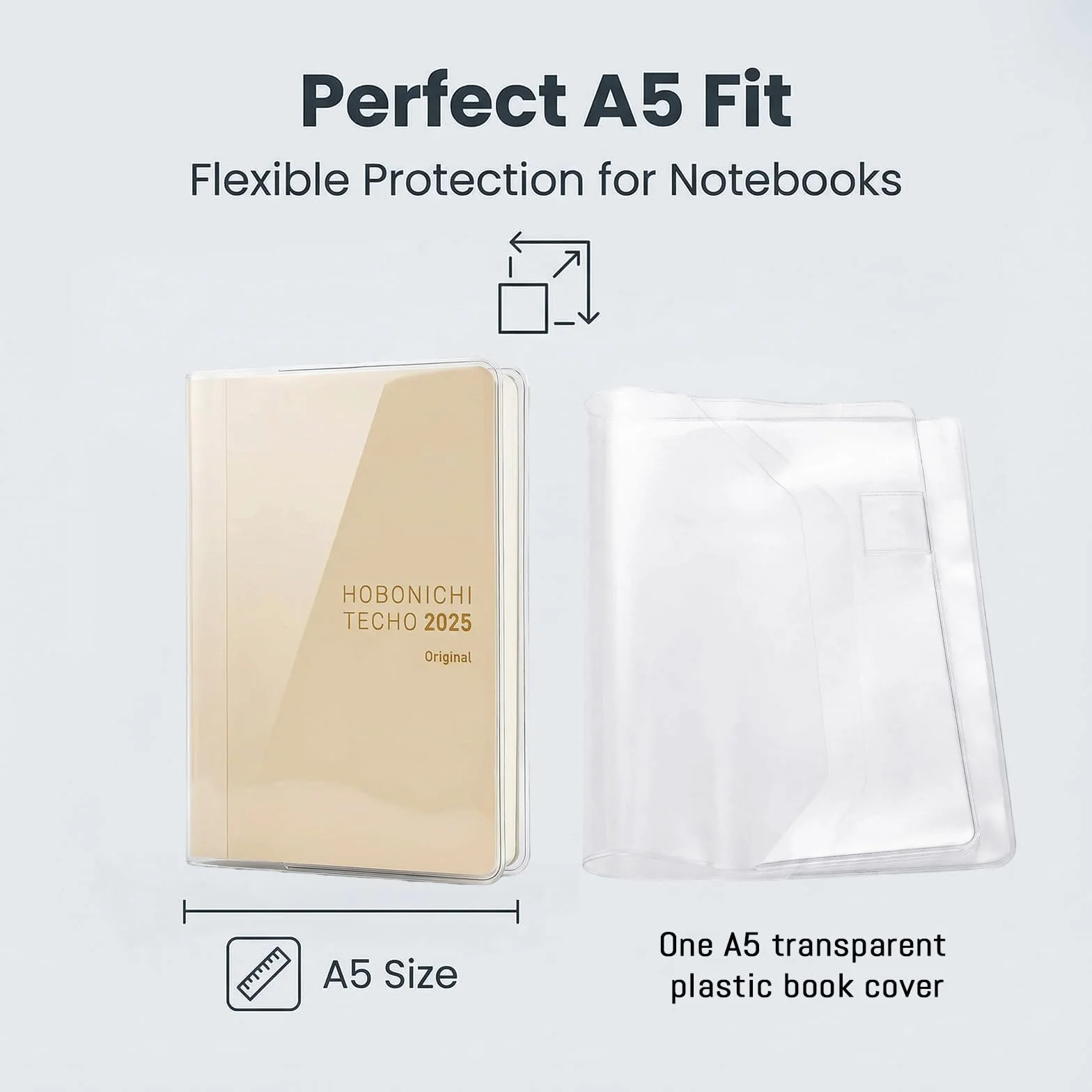 VelvetGlow Okładka A5, Jelly PVC plastikowe okładki na książki, przezroczysta osłona A5, A5midori przezroczysta okładka, A5Stalogy 14 x 20 cm