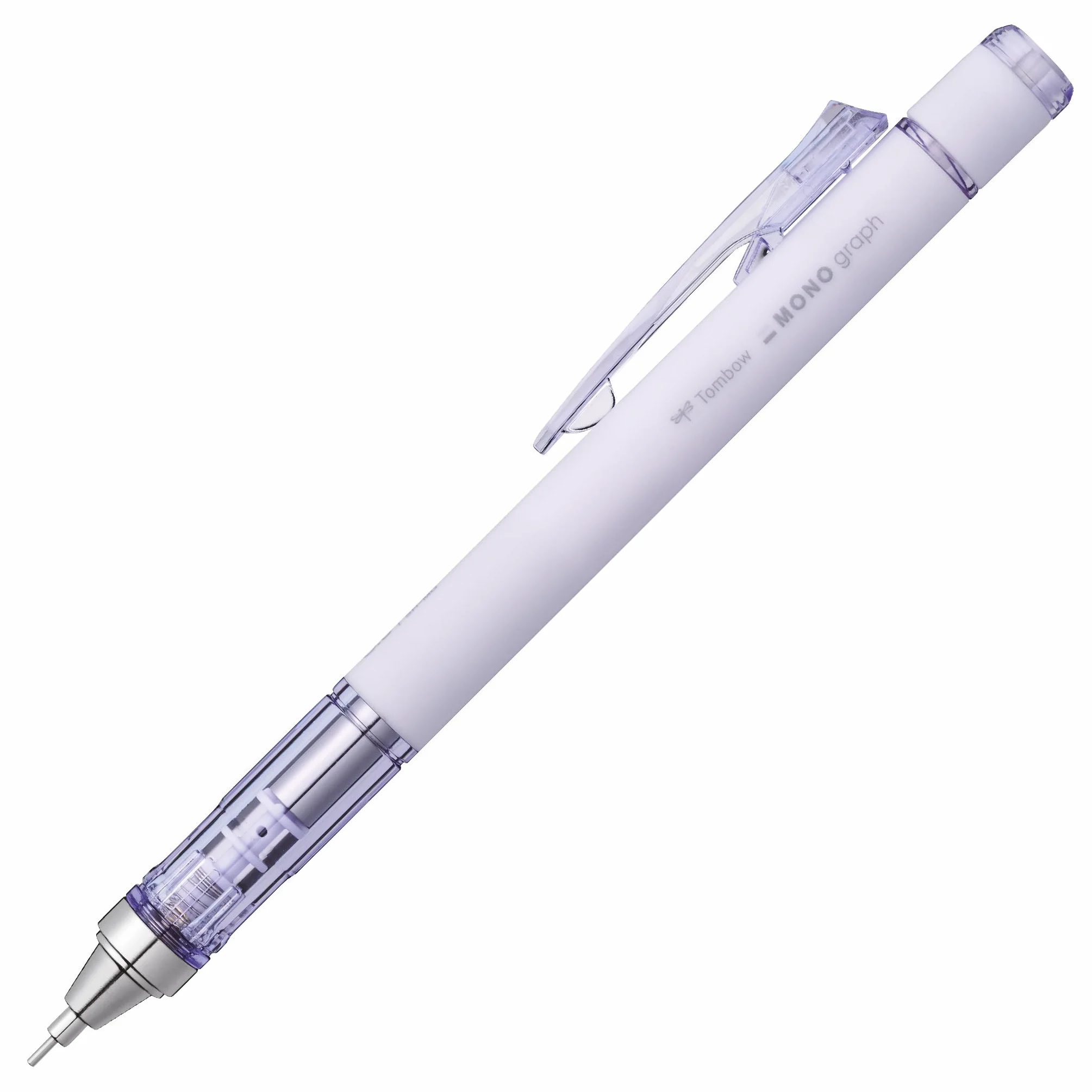 Tombow Ołówek mechaniczny MONO graph 05 matowy fioletowy, grubość kreski 0,5 mm, HB, zintegrowana gumka do ścierania [SH-MG92]