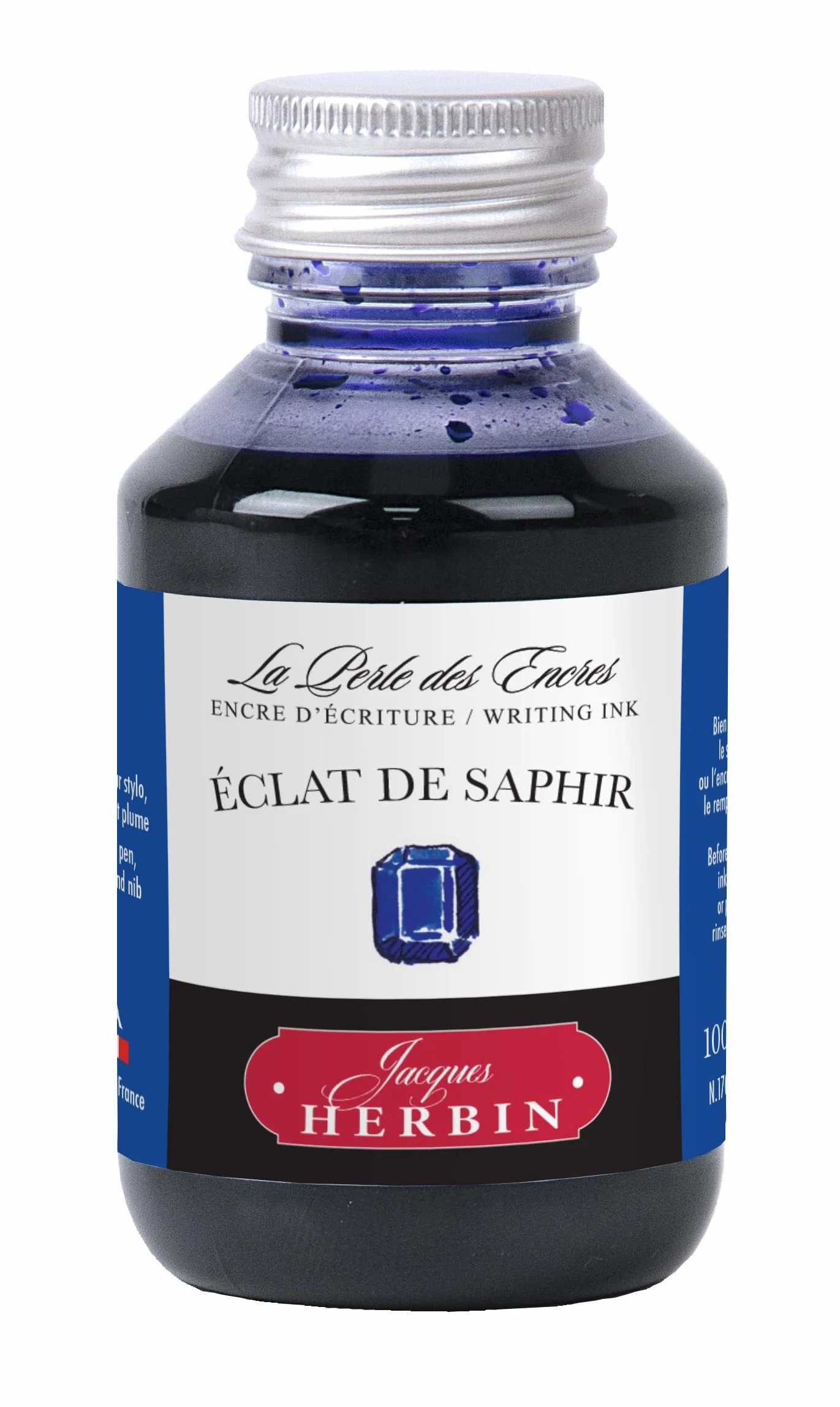 Jacques Herbin 17016T – Atrament do pisania 100 ml – do piór wiecznych i długopisów wiecznych – Éclat de saphir