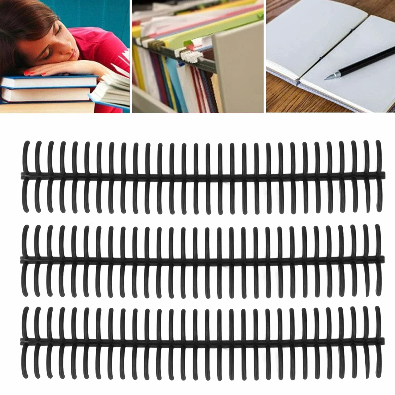 Plastikowe Spiralne Cewki Wiążące, 10 Sztuk 0.9 Cali 22mm średnica Wewnętrzna 30 Otworów Spirale Wiążące Do Notebooka A4 A5, Grzebienie Do Wiązania Książek(Czarny)