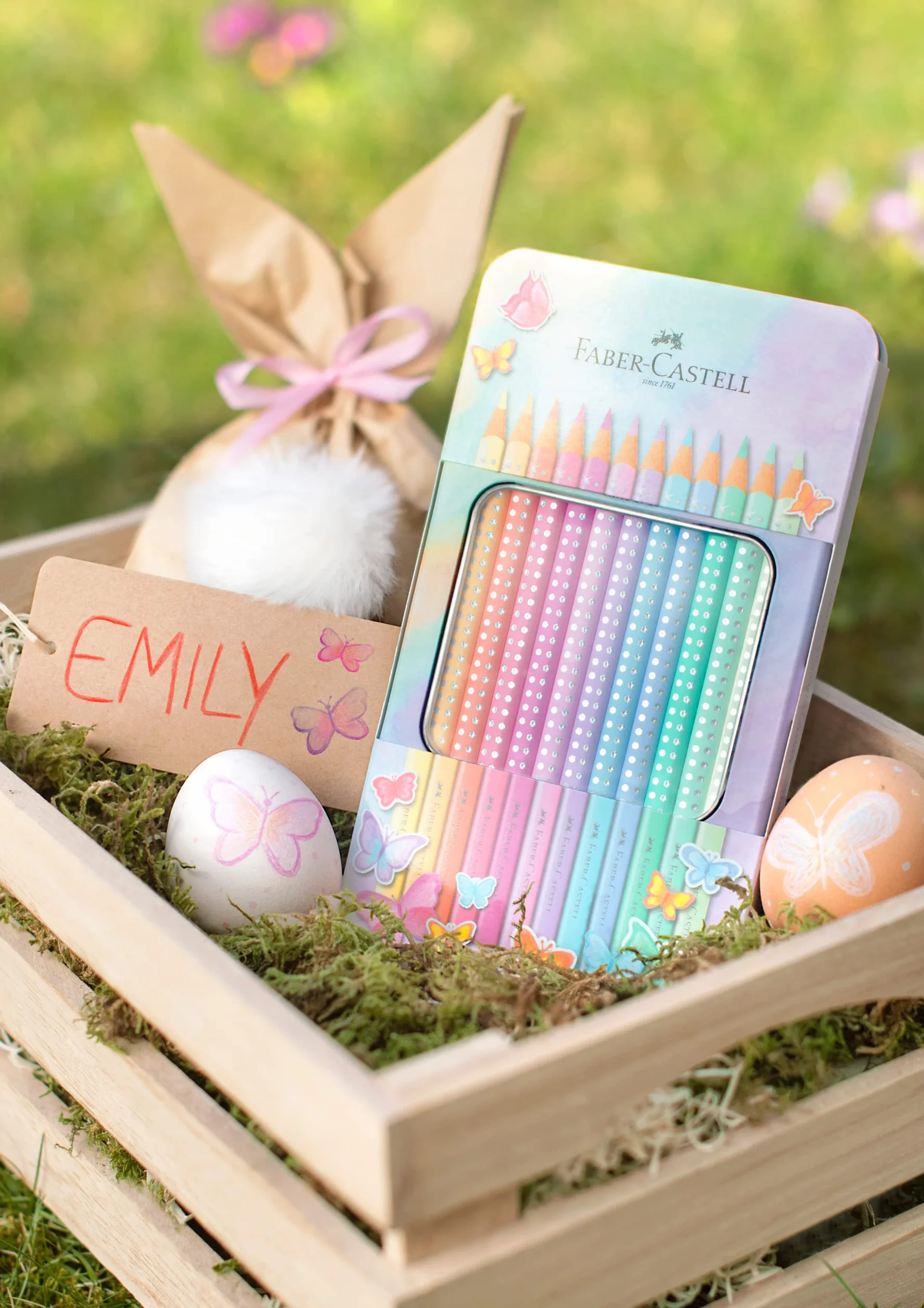 FABER-CASTELL zestaw kredek Sparkle Pastel 12 sztuk metalowe etui trójkątne