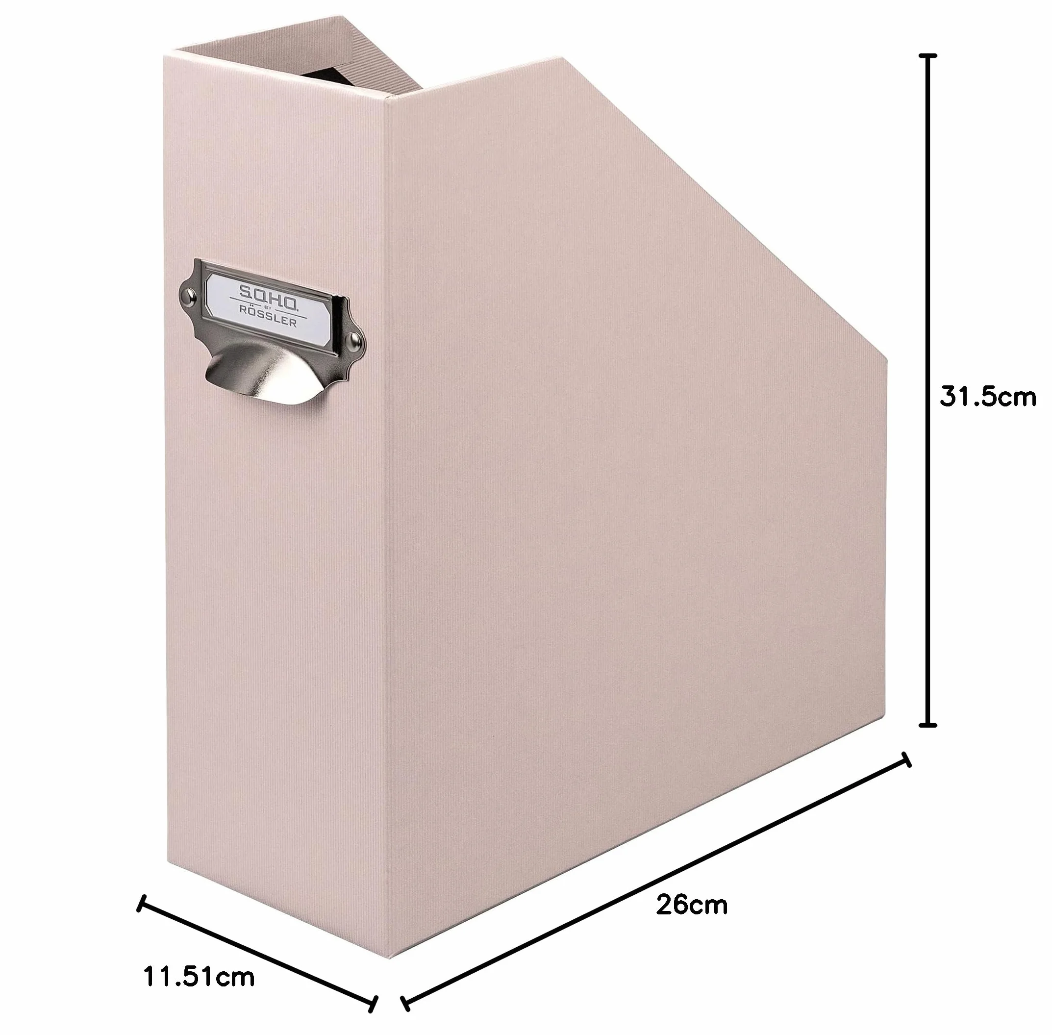 Rössler Papier 1318452581 - S.O.H.O. Teczka na czasopisma DIN A4, z rączką i etykietą, 11,5 x 26 x 31,5 cm, pudrowy, 1 szt.