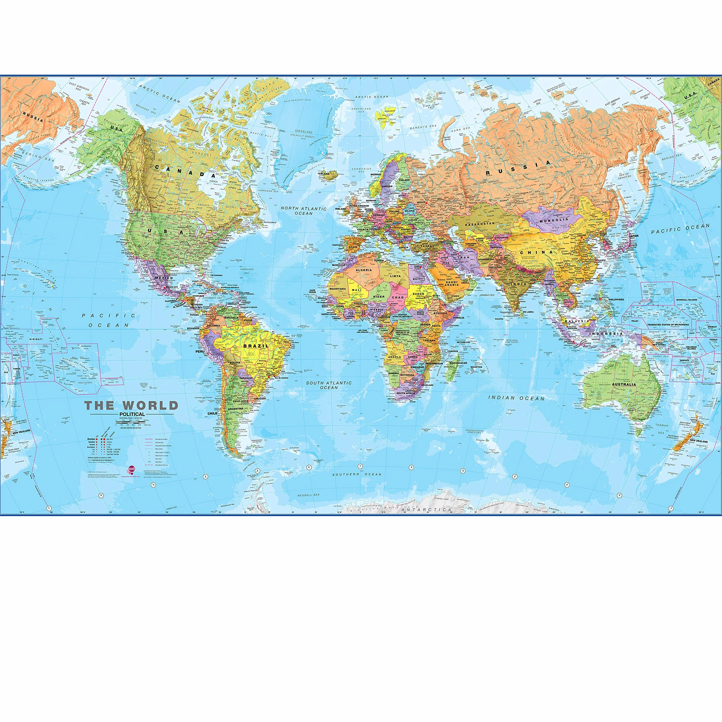 Maps International polityczna mapa świata laminowana 197 x 116,5 cm