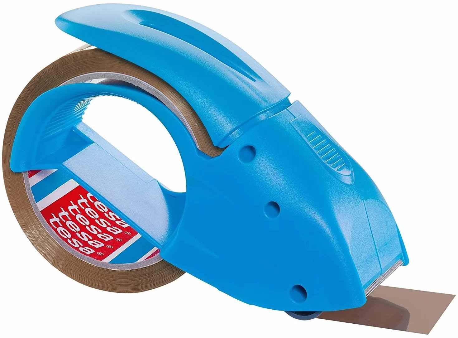 tesapack Pack' N' Go Dyspenser do Taśmy Klejącej, Ręczny, Zawiera Samoprzylepną Taśmę do Pakowania o Wymiarach: 50 m x 48 mm, Niebieski