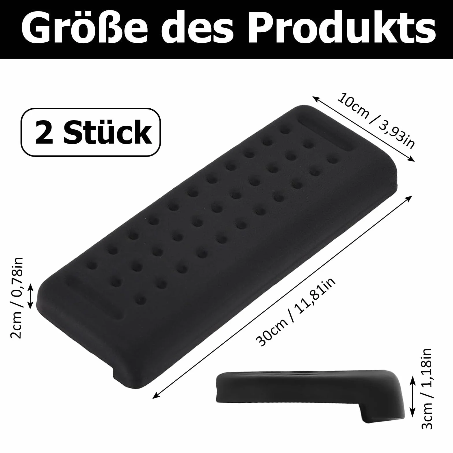Podłokietnik na biurko 30x10 cm czarny 2 sztuki