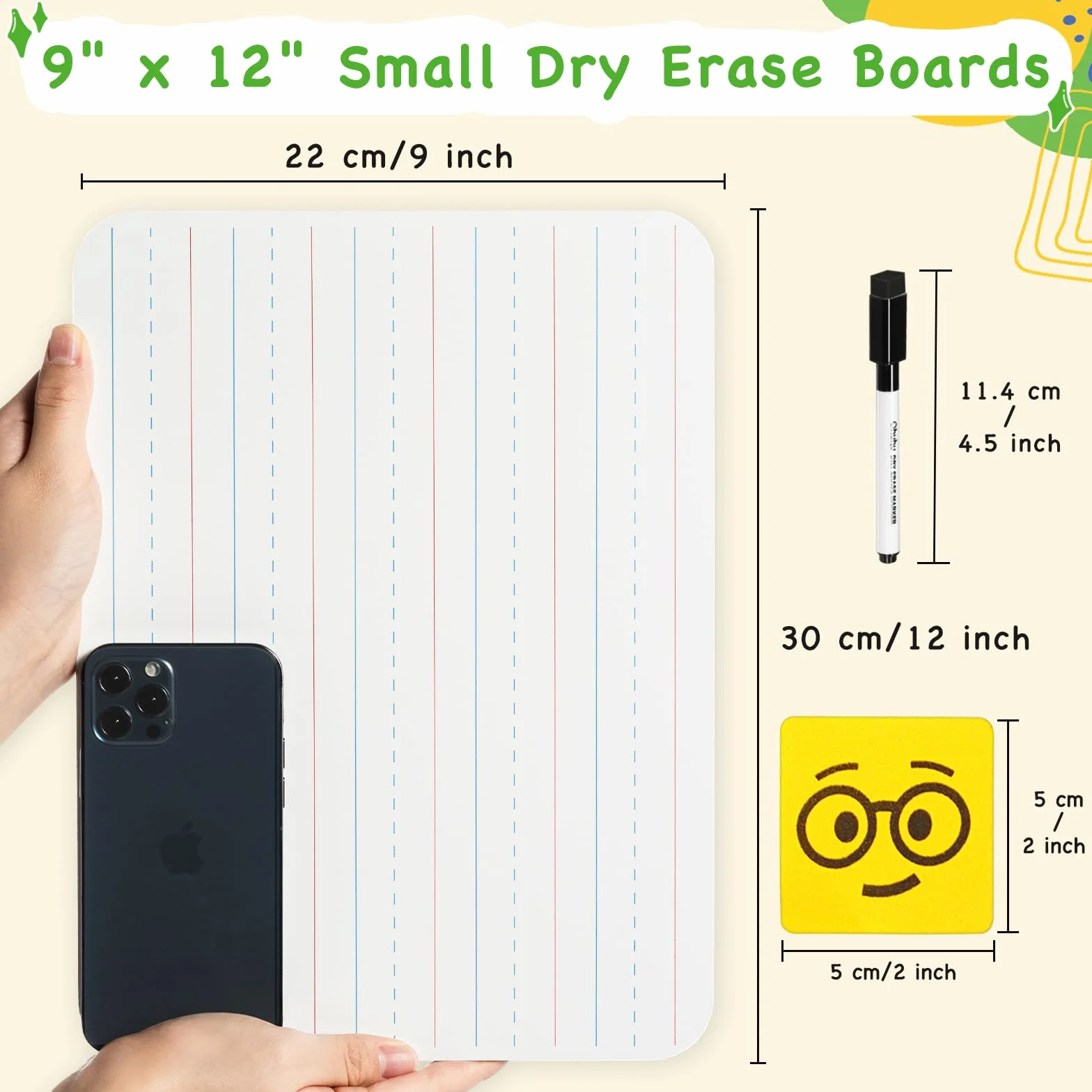 Ohuhu 25 sztuk mini suchościeralnych tablic A4 dwustronna 22 x 30 cm