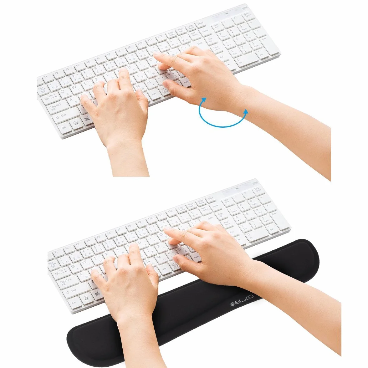 ELZO Podpórka pod nadgarstek z wygodną wyściółką z pianki pamięciowej, antypoślizgowa gumowa podstawą i ergonomiczną konstrukcją, do komputera PC, laptopa Mac