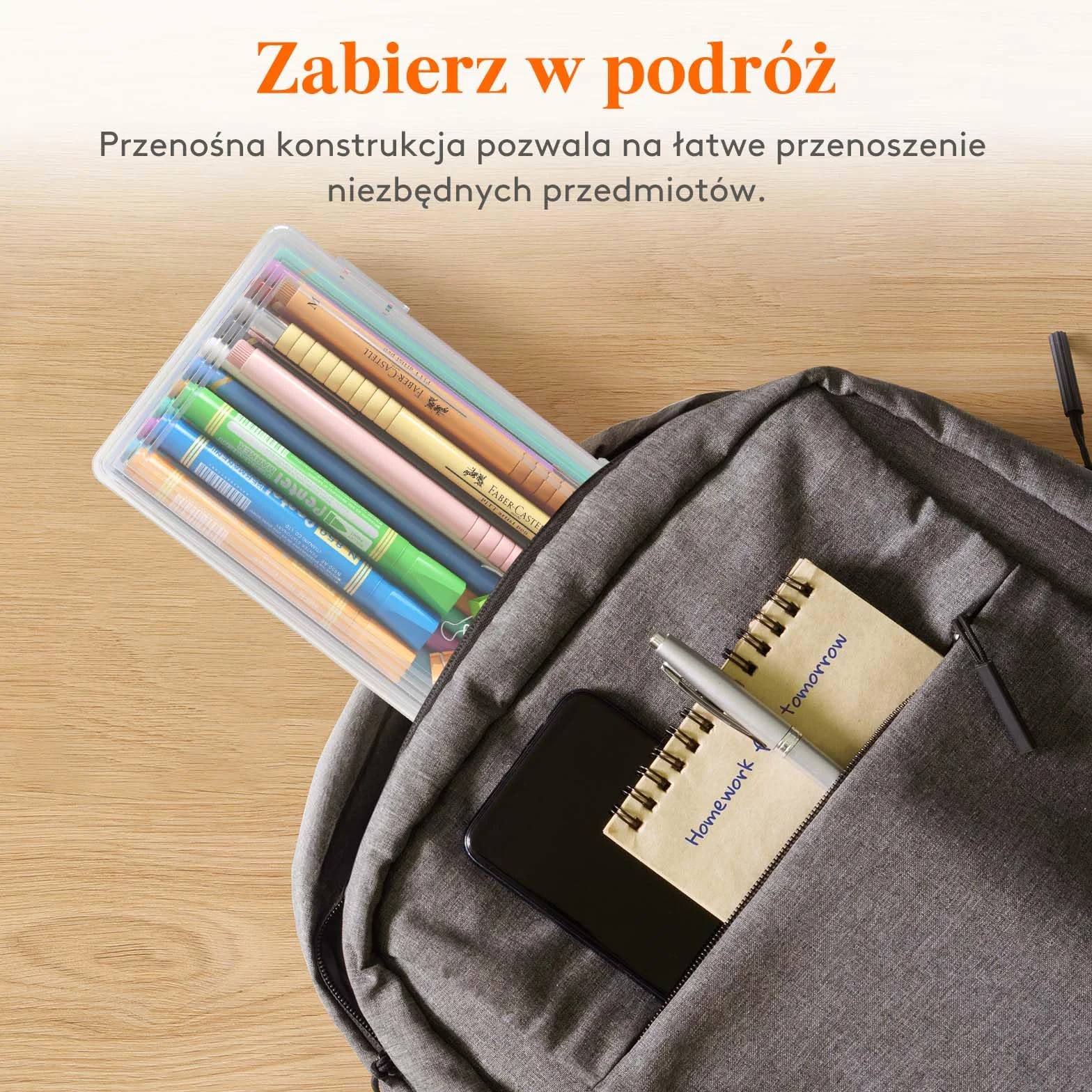 Lifewit Plastikowy piórnik z zatrzaskową pokrywką, twardy piórnik o dużej pojemności, można układać w stos, organizer na artykuły artystyczne, do biura