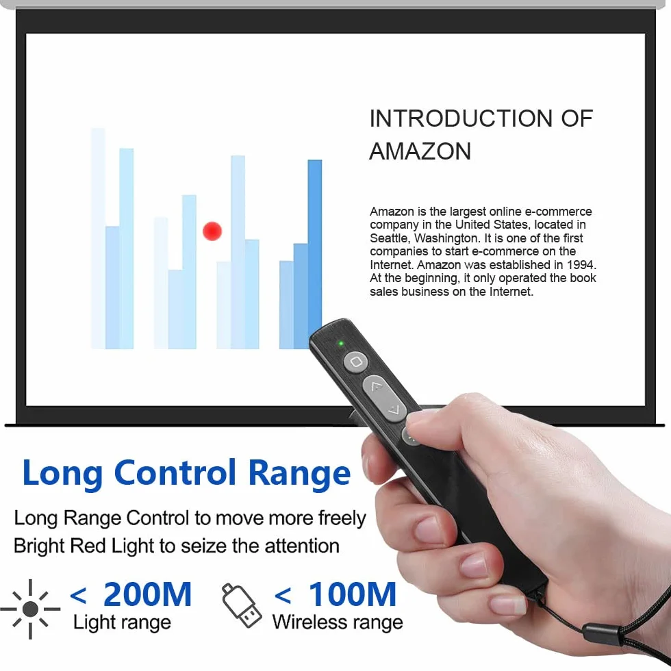 Kinizuxi bezprzewodowy prezenter 2,4 GHz zdalny wskaźnik prezentacji PPT Clicker do komputera Mac laptopa