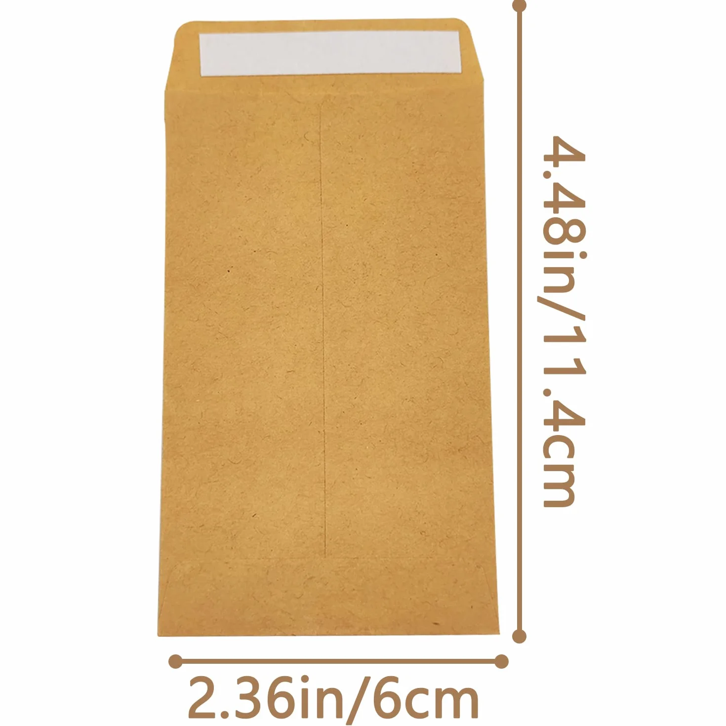 100 szt. Małe brązowe koperty, samoprzylepne koperty z nasionami Pakiety z nasionami Koperty na monety z papieru pakowego na płace, nasiona, monety, koraliki lub znaczki (10x6 cm/3,9x2,4 cala)