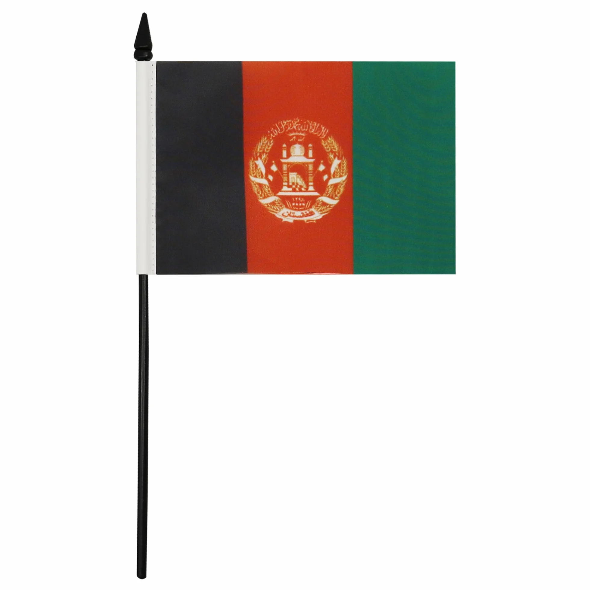 Drapeau de Table Afghanistan Socle Hampe Plastique 15cm x 10cm Noir