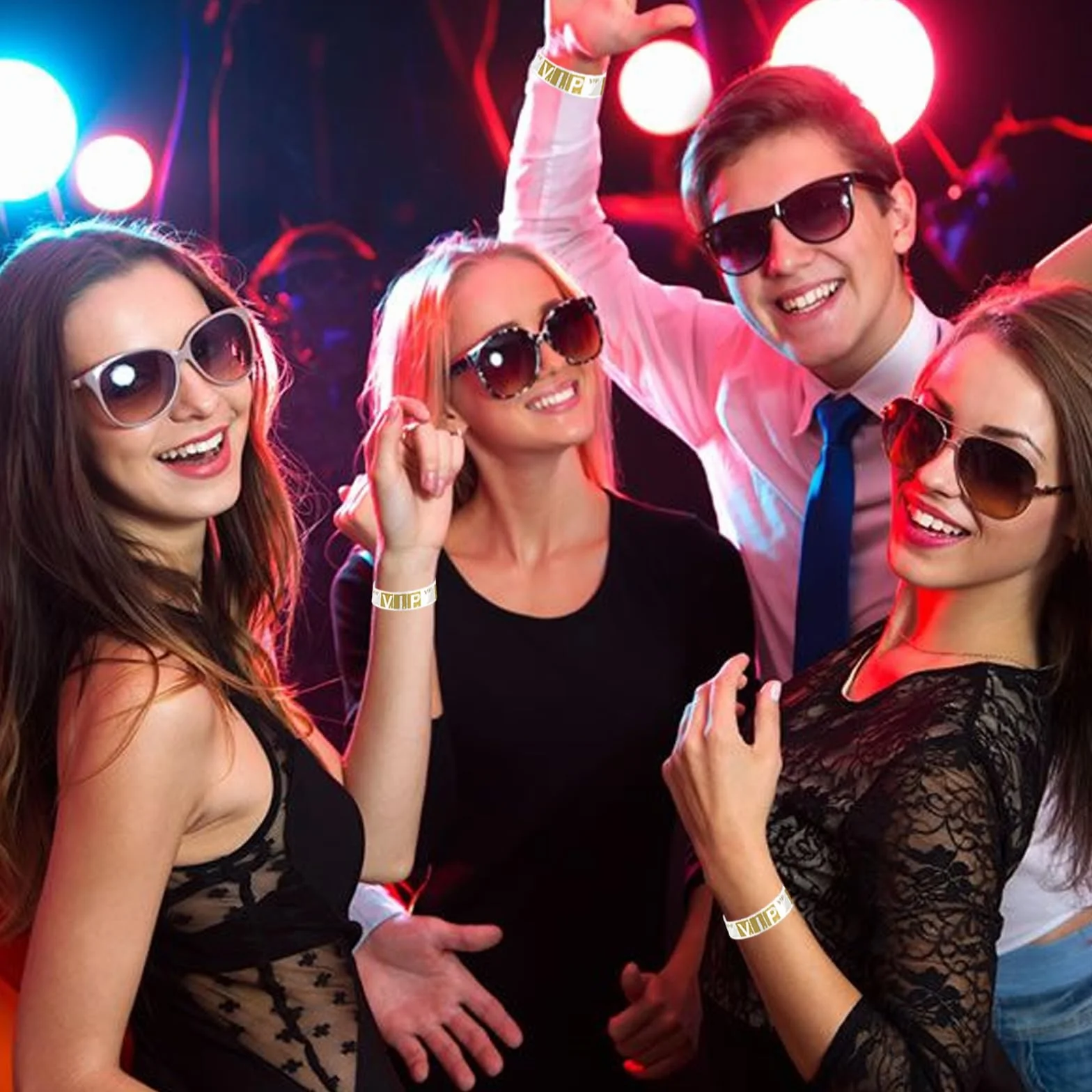 100 sztuk jednorazowych bransoletek VIP, tasiemki wpuszczane, wodoodporne, papierowe bransoletki na imprezy, festiwale, koncerty i parki wodne (niebieskie)