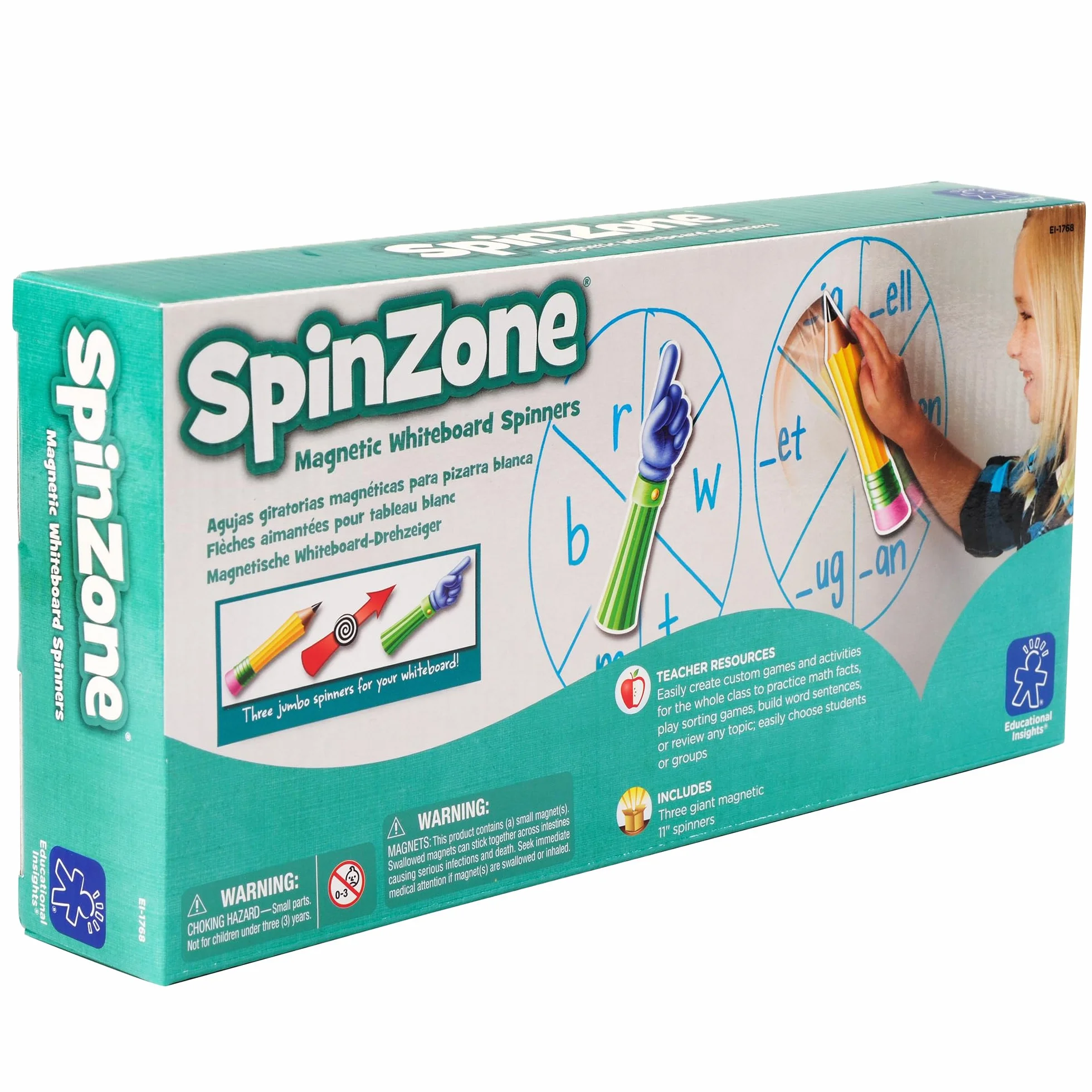 Learning Resources Spinzone Przód z Klasa Biała Tablica Przadka 3-Częściowy Zestaw 27.5 cm