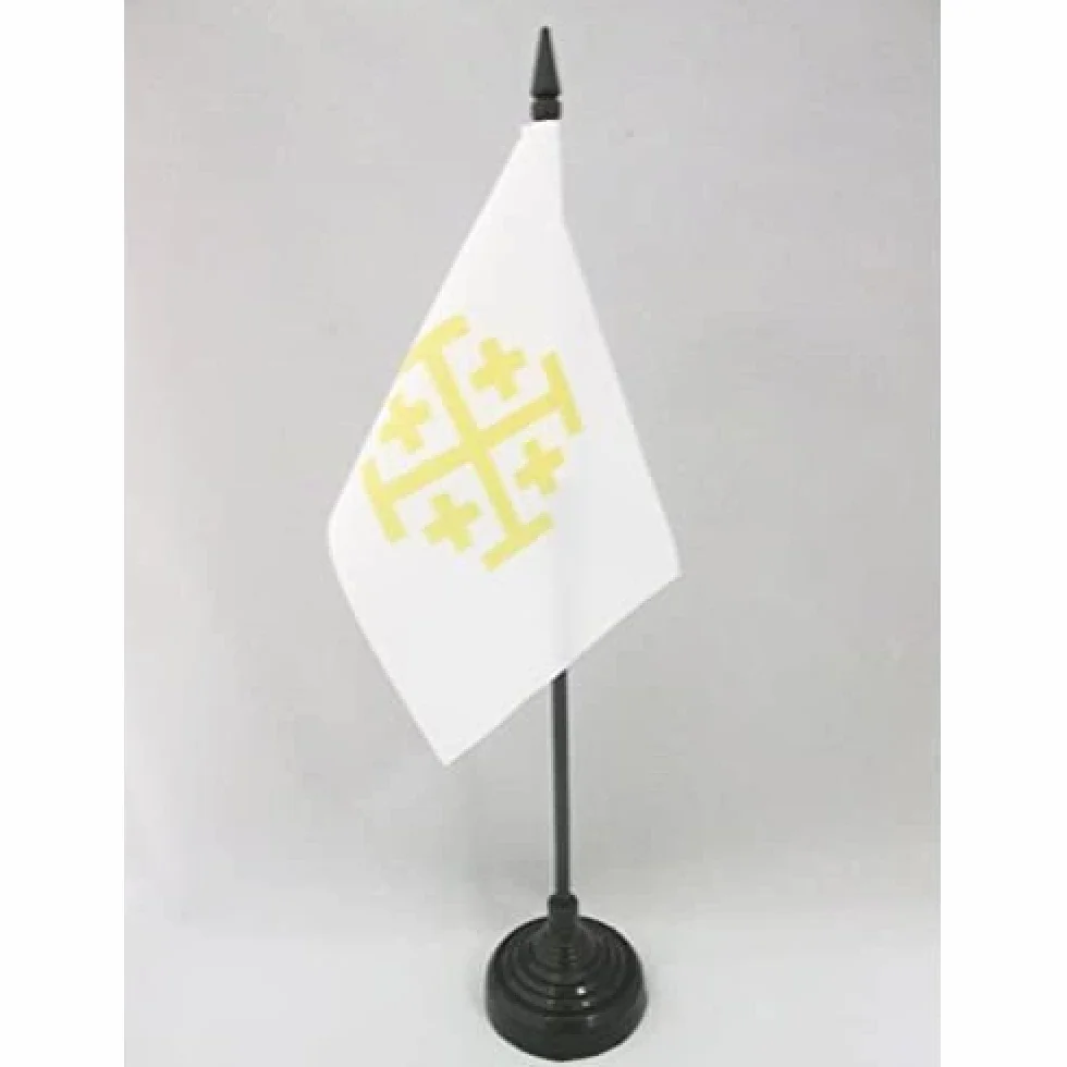 AZ FLAG Flaga na stół Królestwo Jerozolimy 15x10 cm Kraje Krzyżowców Flaga stołowa
