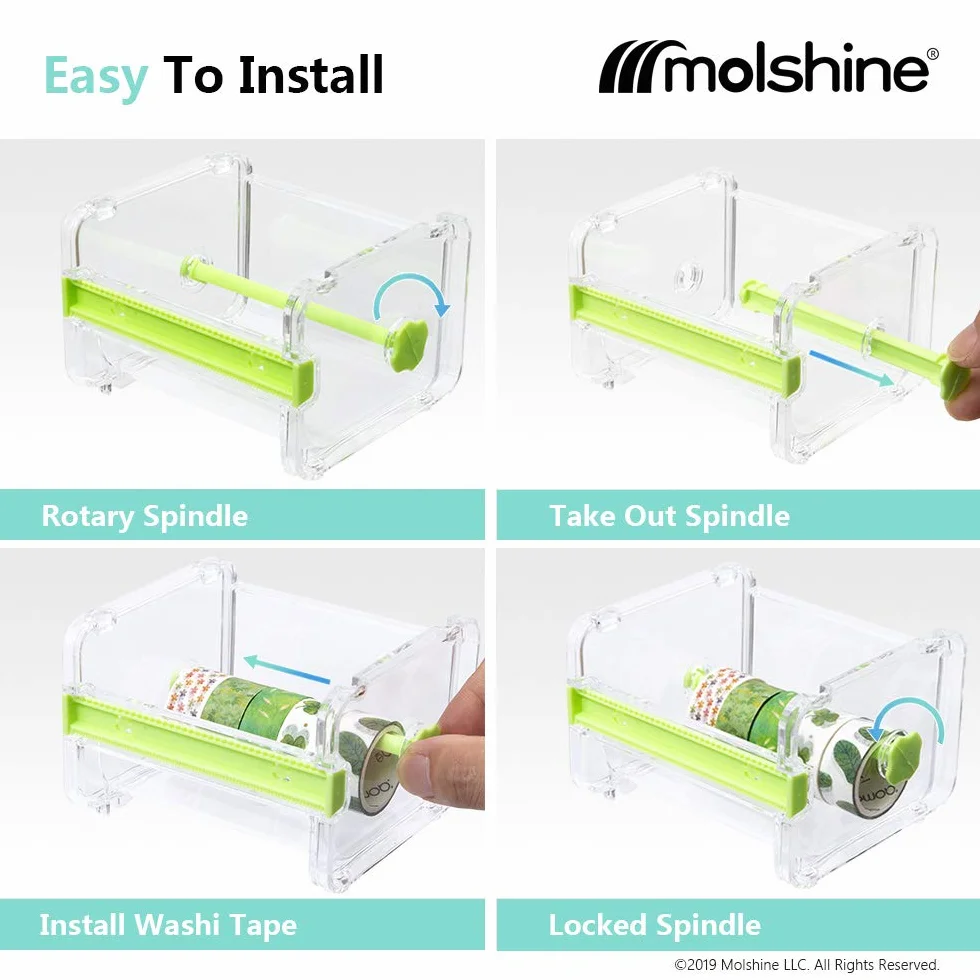 Molshine Zestaw 4 przezroczystych dozowników taśmy maskującej Visible Desktop Multi Washi (beżowa)