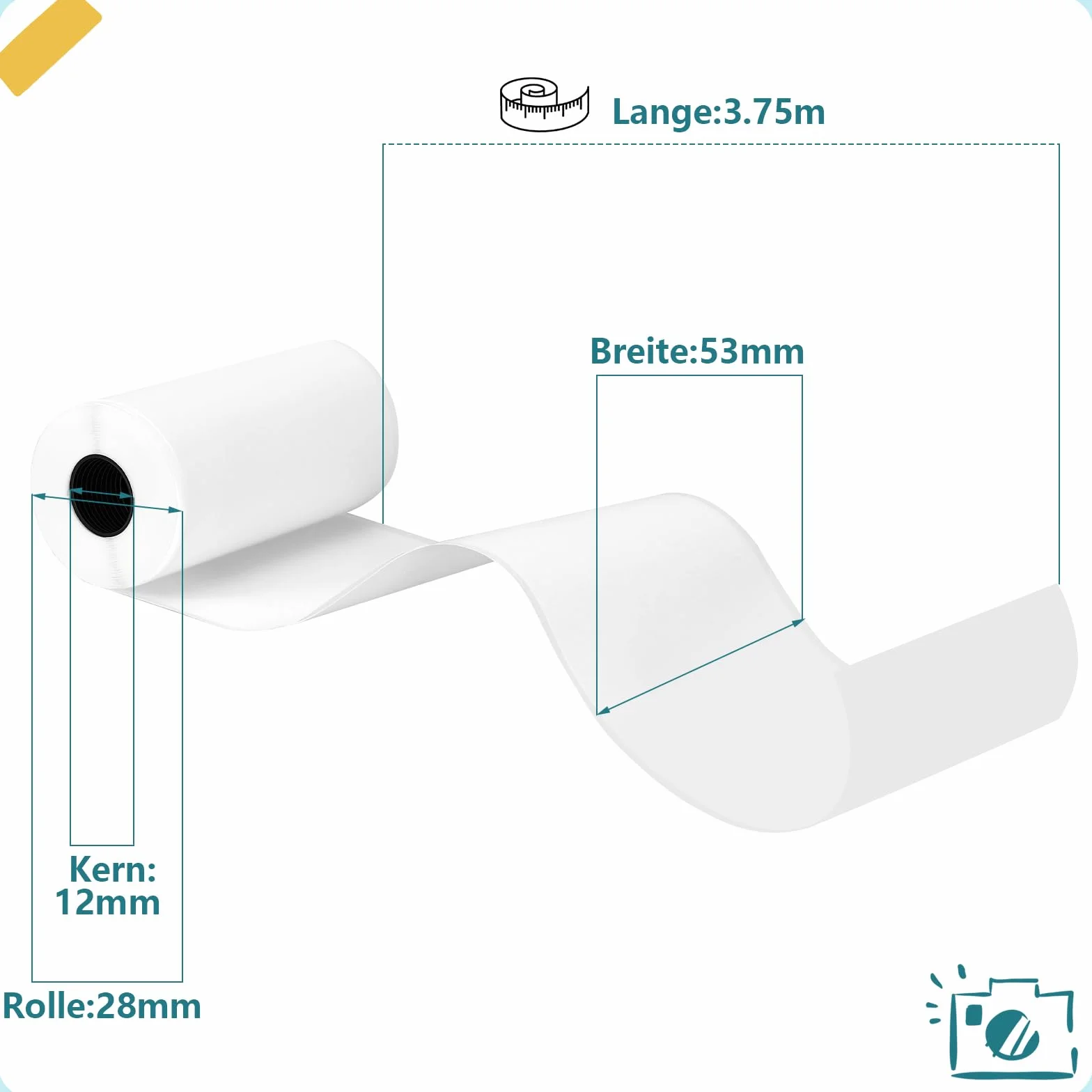 Termiczne rolki mini drukarki 53x28 mm białe samoprzylepne papier termiczny do notatek