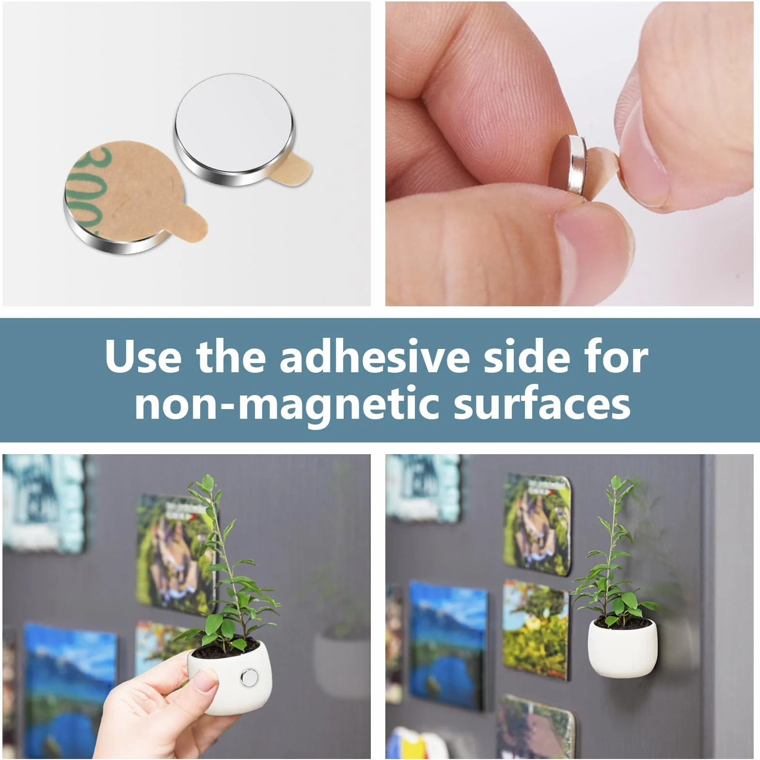 UTOMAG Samoprzylepnych Magnesów Mocne - 8x1mm, 100 Sztuk - Wielofunkcyjne Silne Magnesy Neodymowe do Użytku w Parach, Idealne do Lodówek, Tablic Magnetycznych, Zdjęć, Rękodzieła, Kuchni oraz Biur