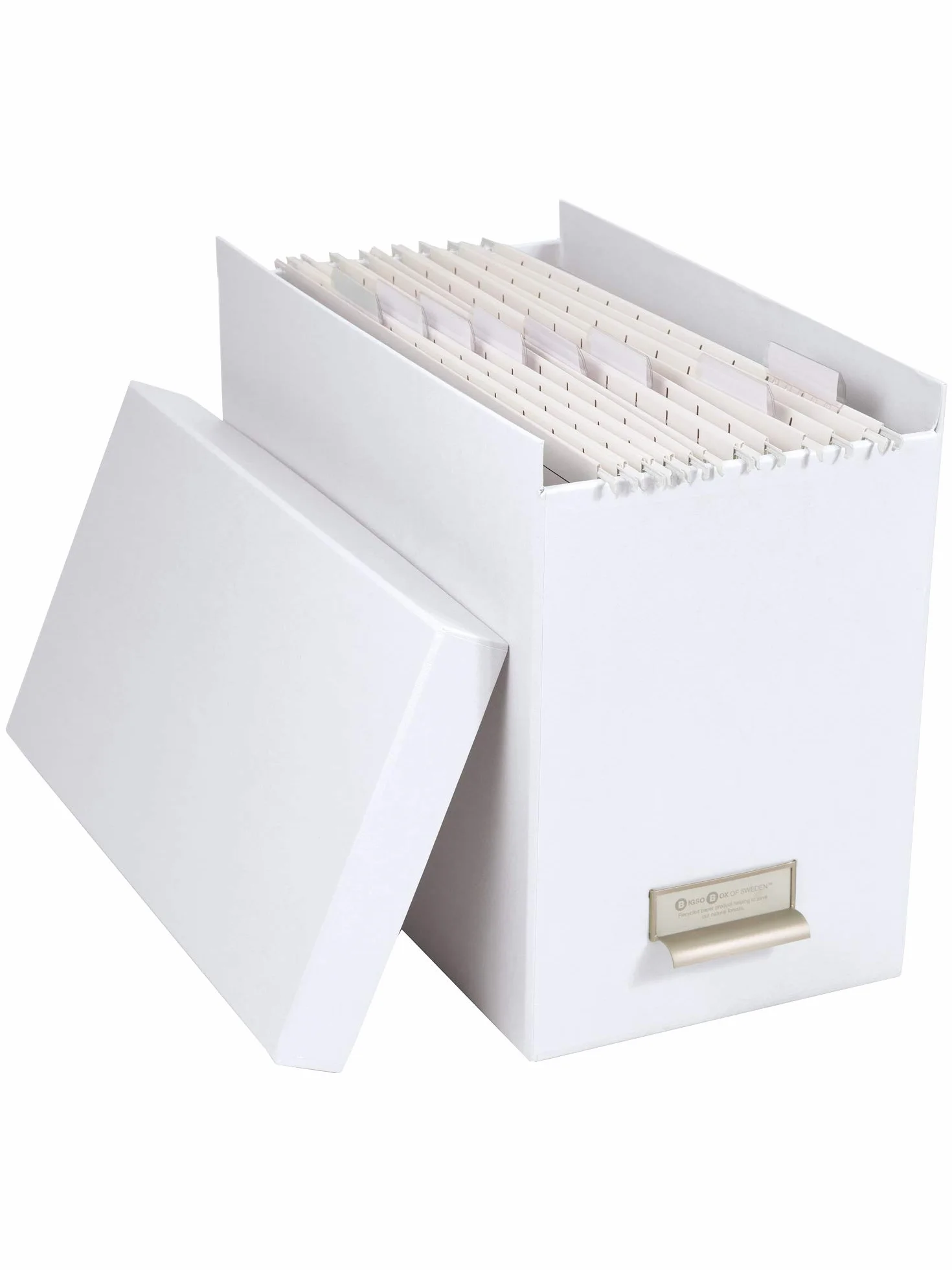 Bigso Box of Sweden JOHAN wiszące pudełko na teczki z pokrywką, płyta pilśniowa, papier, biały